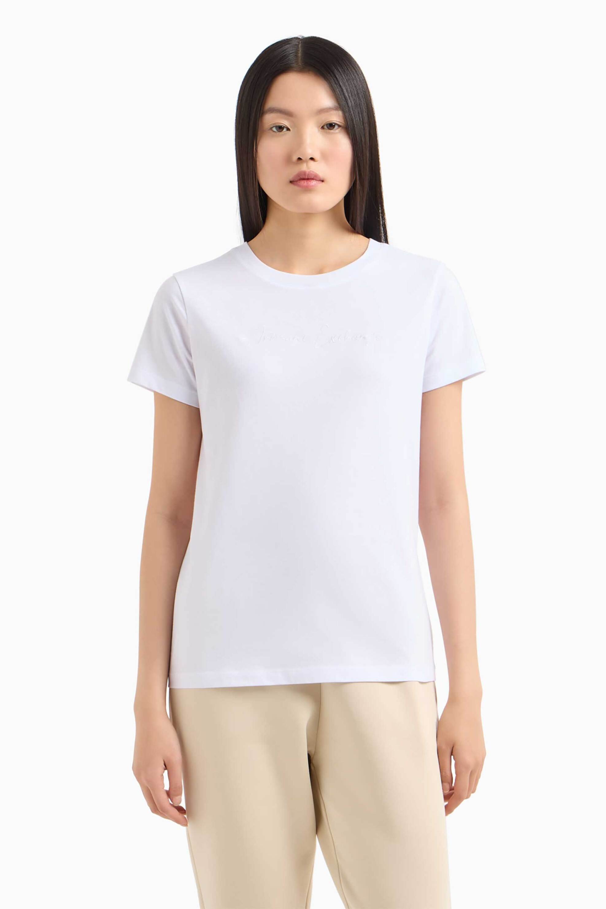 ARMANI EXCHANGE Armani Exchange γυναικείο T-shirt μονόχρωμο με logo print Regular Fit - XW000839AF10356 Λευκό