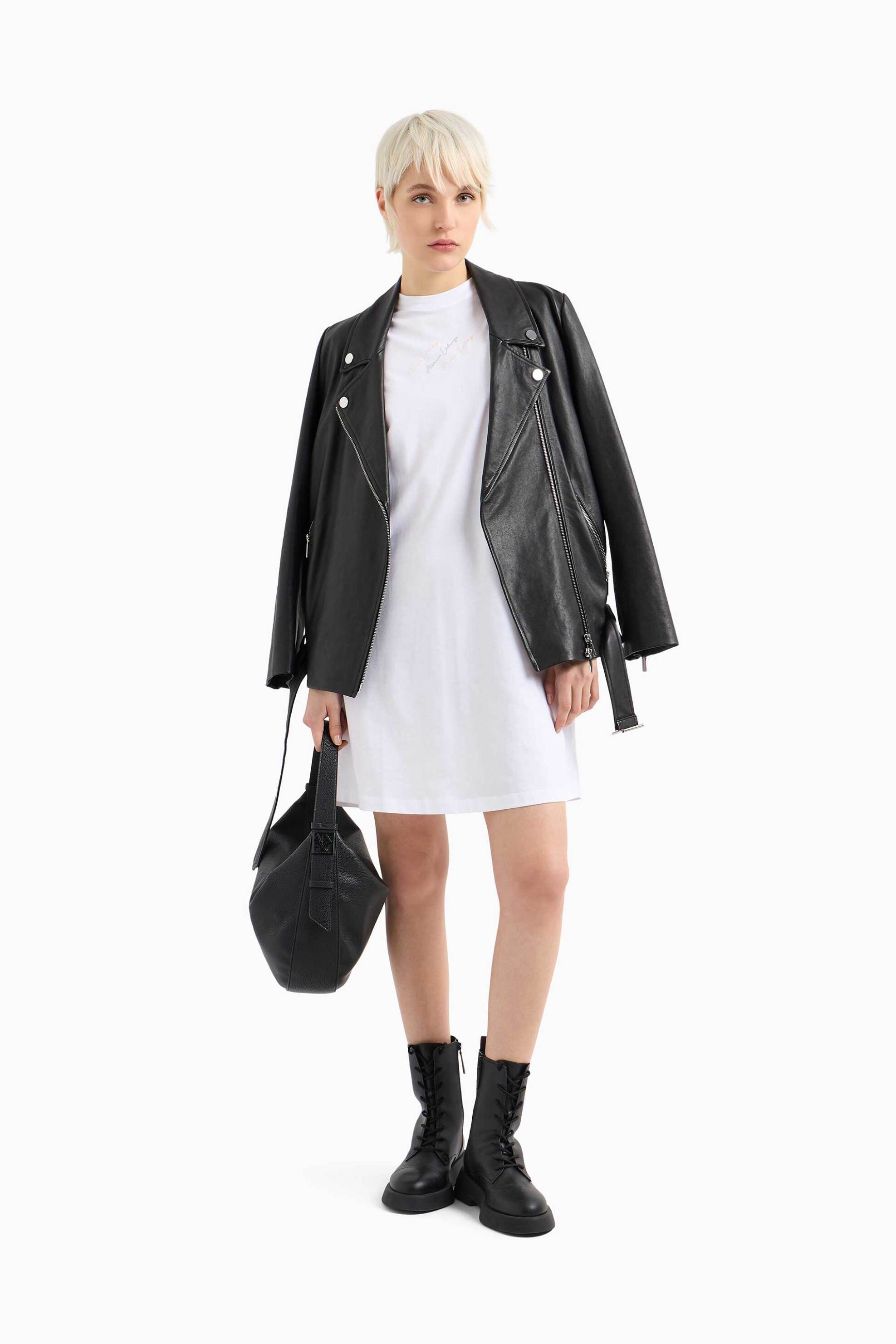 Armani Exchange γυναικείο mini φόρεμα μονόχρωμο με λογότυπο - XW000378AF10354 Λευκό