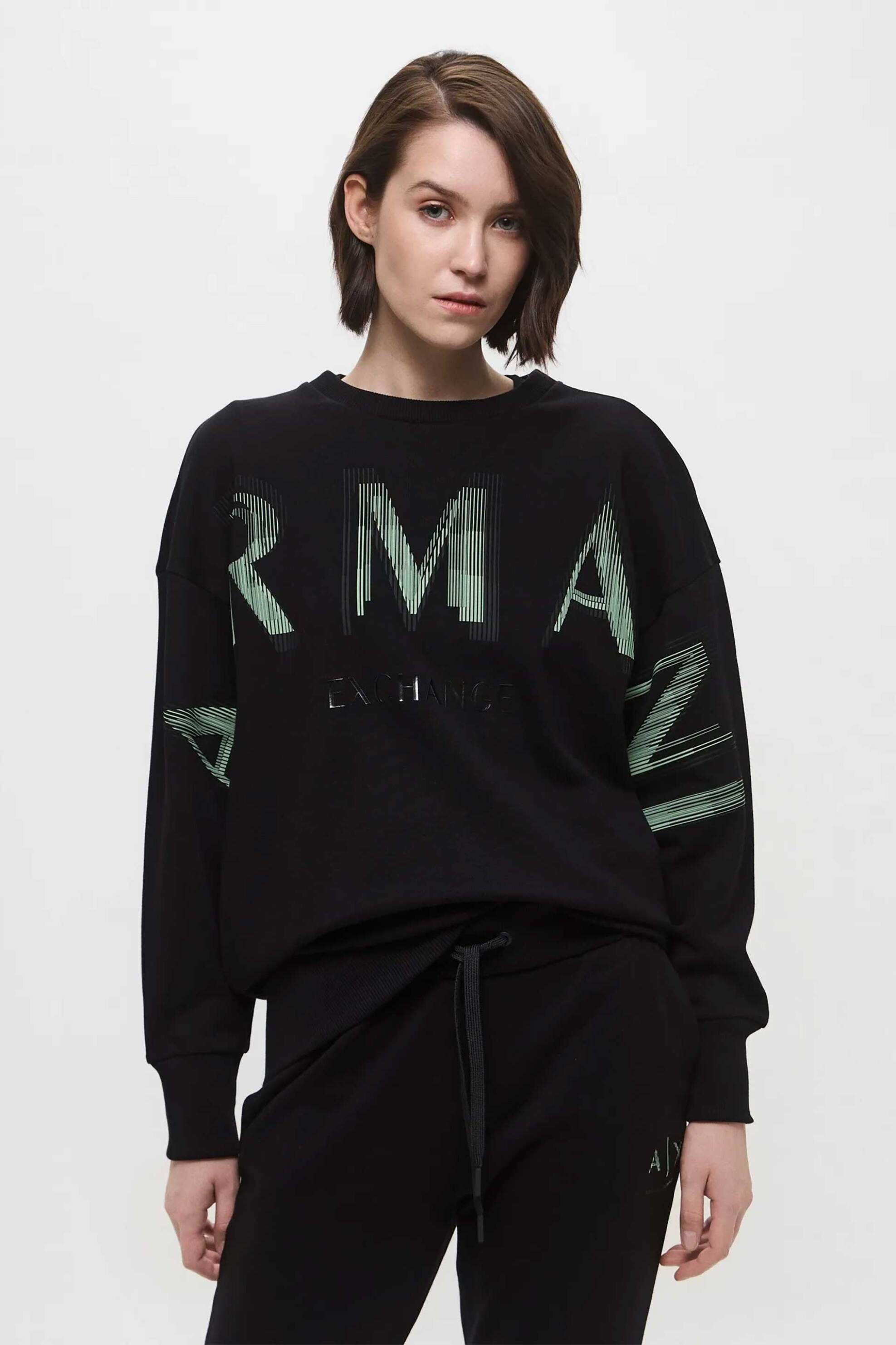  Armani Exchange γυναικεία μπλούζα φούτερ με λογότυπο - XW000495AF12739 Μαύρο 2025