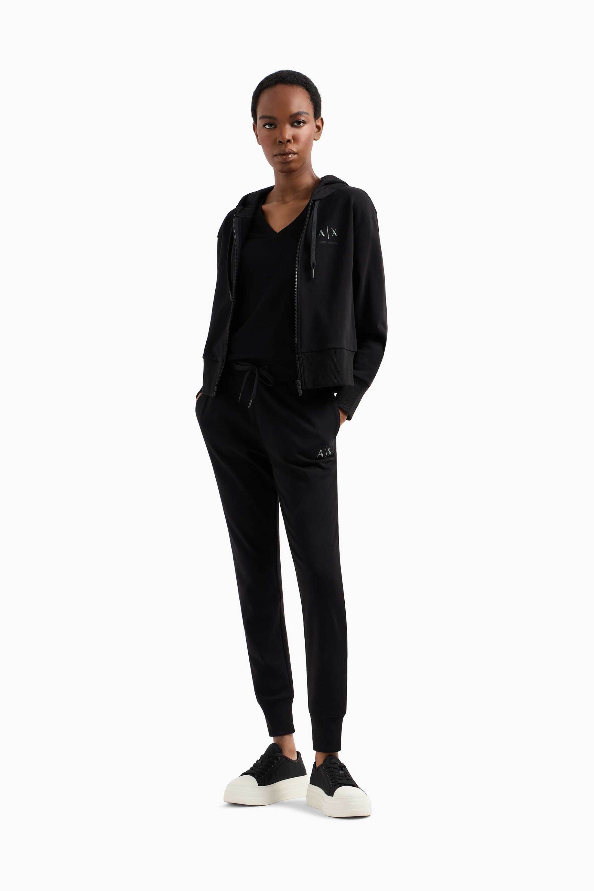 Armani Exchange γυναικείο παντελόνι φόρμας μονόχρωμο με ελαστική μέση - XW000497AF12739 Μαύρο