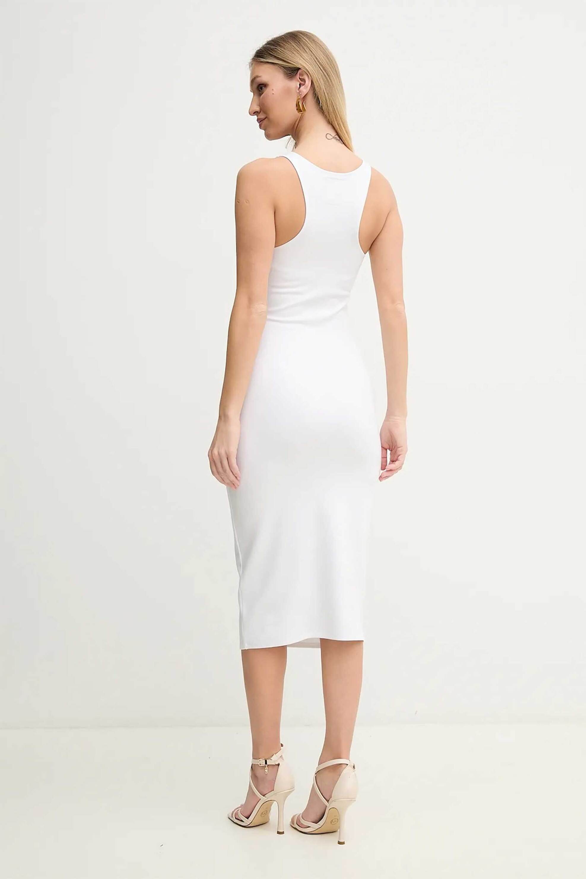 Armani Exchange Γυναικείο Midi Φόρεμα Αμάνικο με Κεντημένο Monogram Regular Fit - Xw000820Af13729 Λευκό