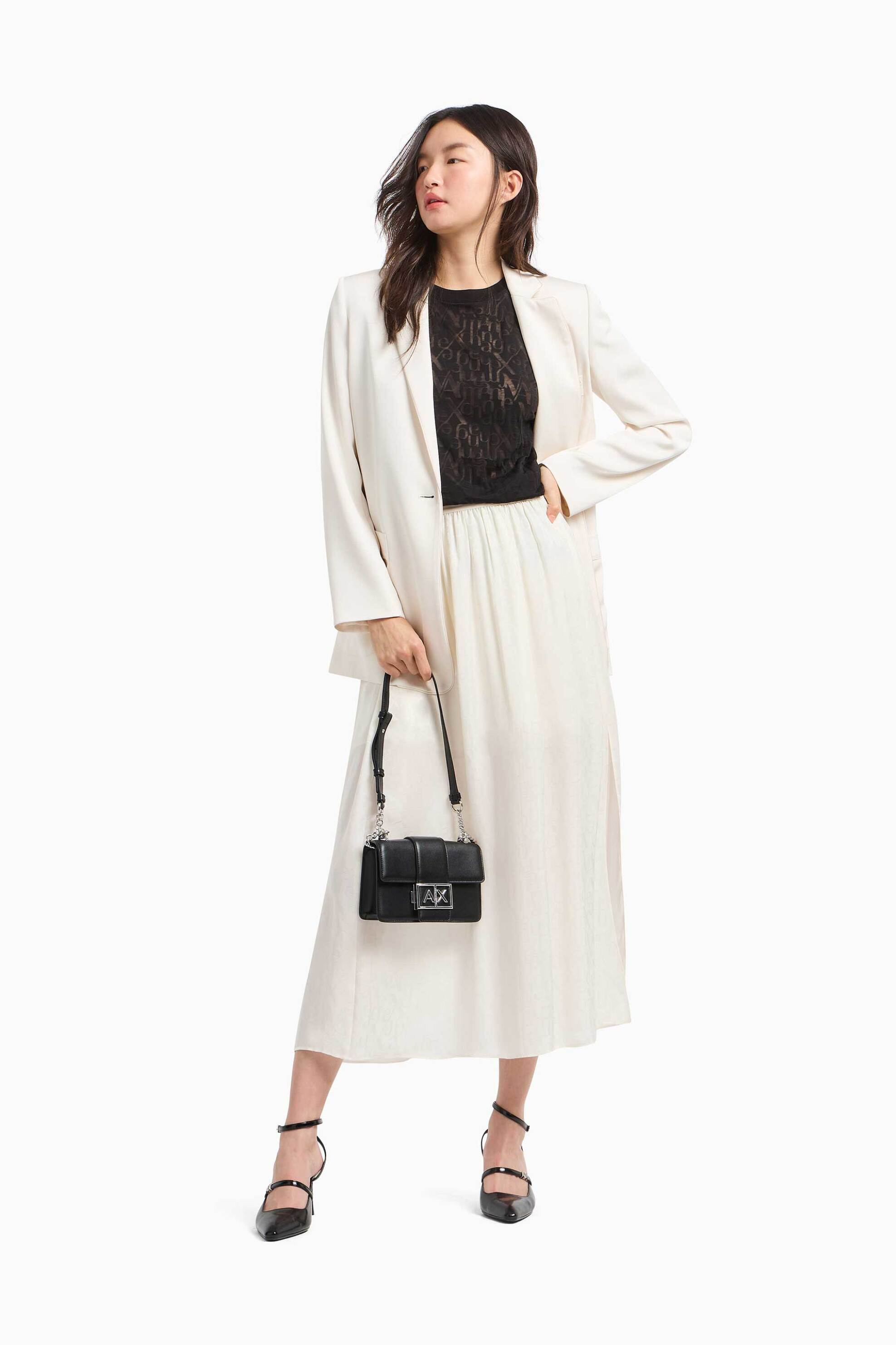  Armani Exchange γυναικείο midi φούστα με ελαστική μέση - XW000348AF10842 Λευκό 2025