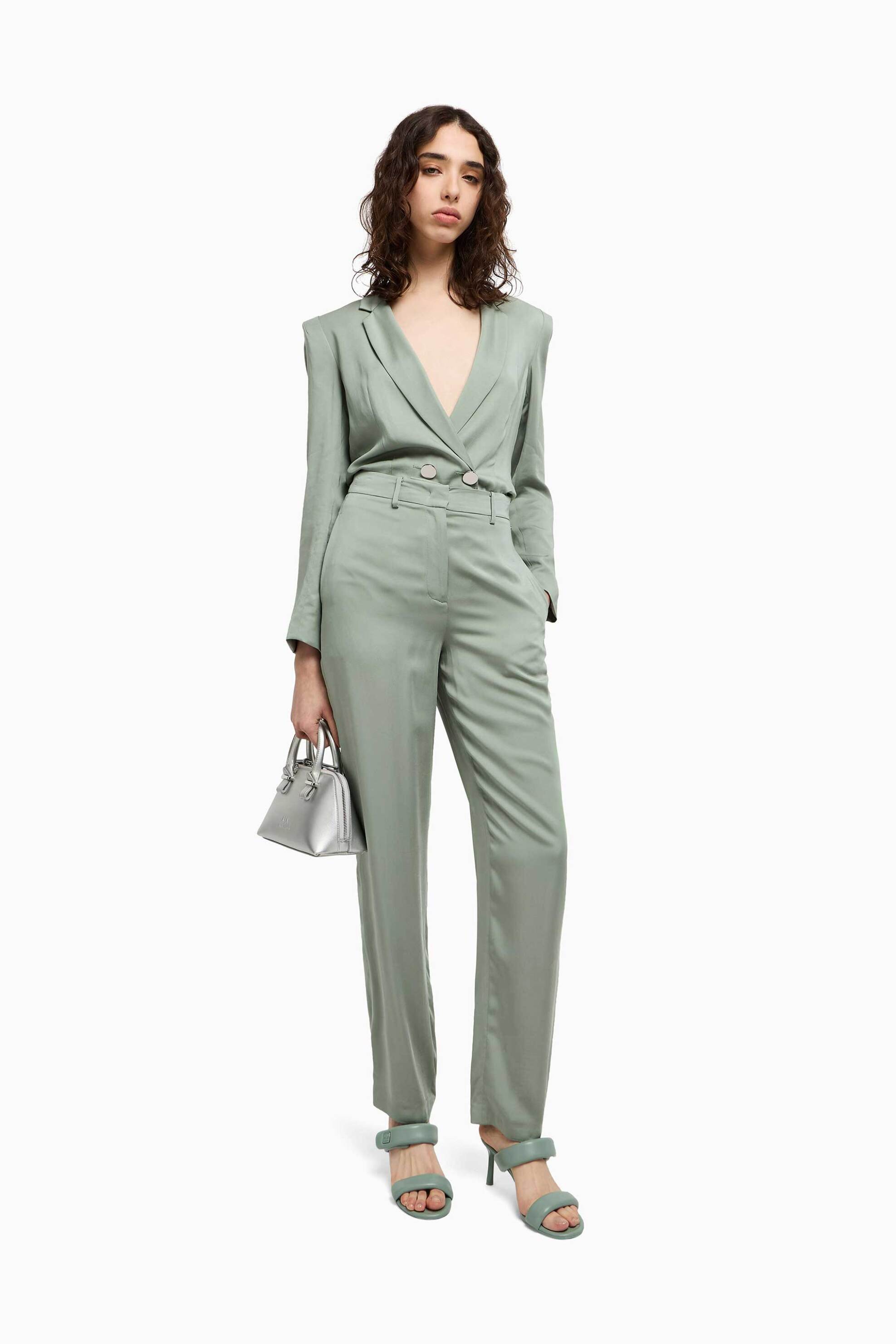 Armani Exchange γυναικείο παντελόνι μονόχρωμο - XW000439AF12742 Βεραμάν