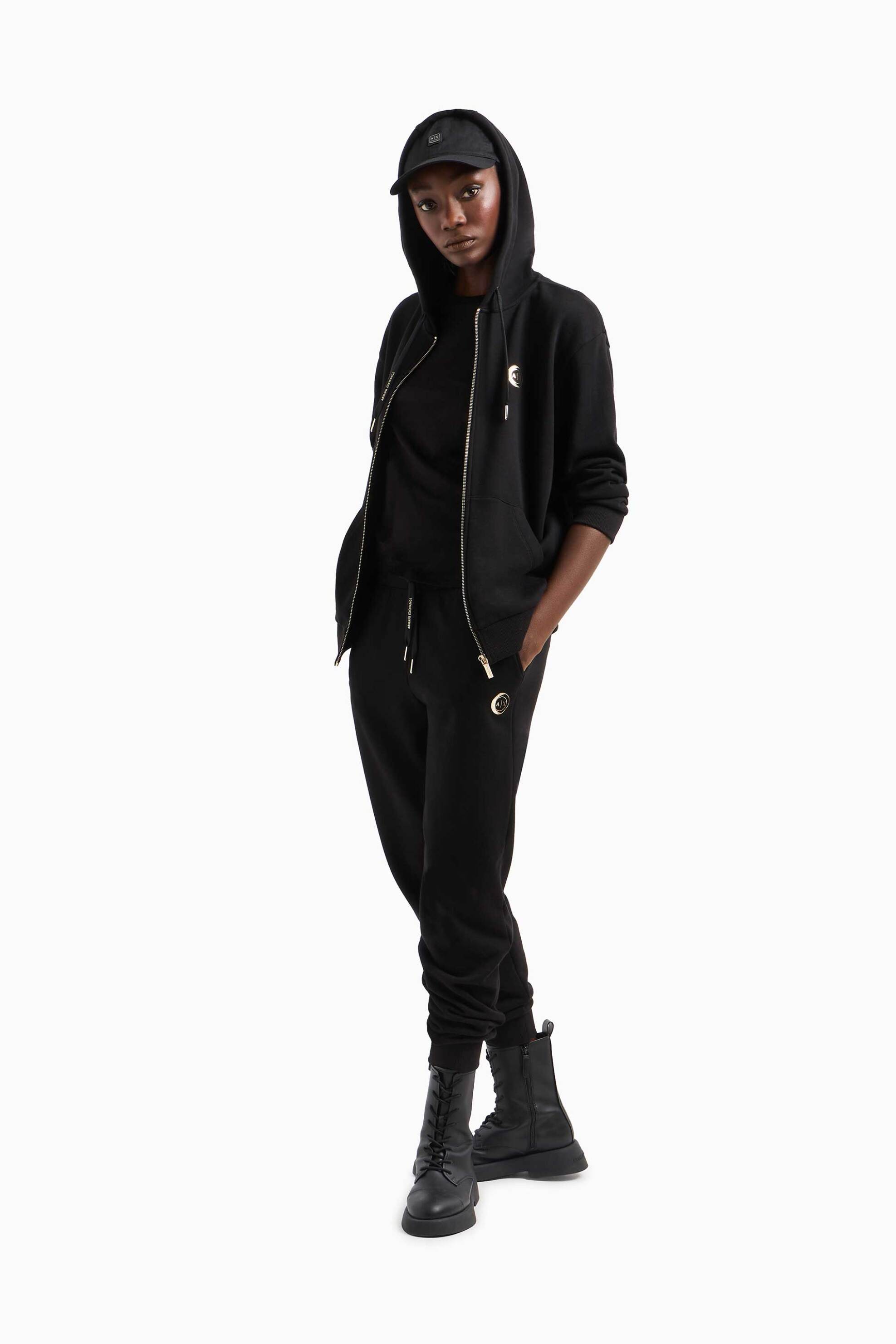 ARMANI EXCHANGE Armani Exchange γυναικείο παντελόνι φόρμας μονόχρωμο με ελαστική μέση - XW000319AF12217 Μαύρο