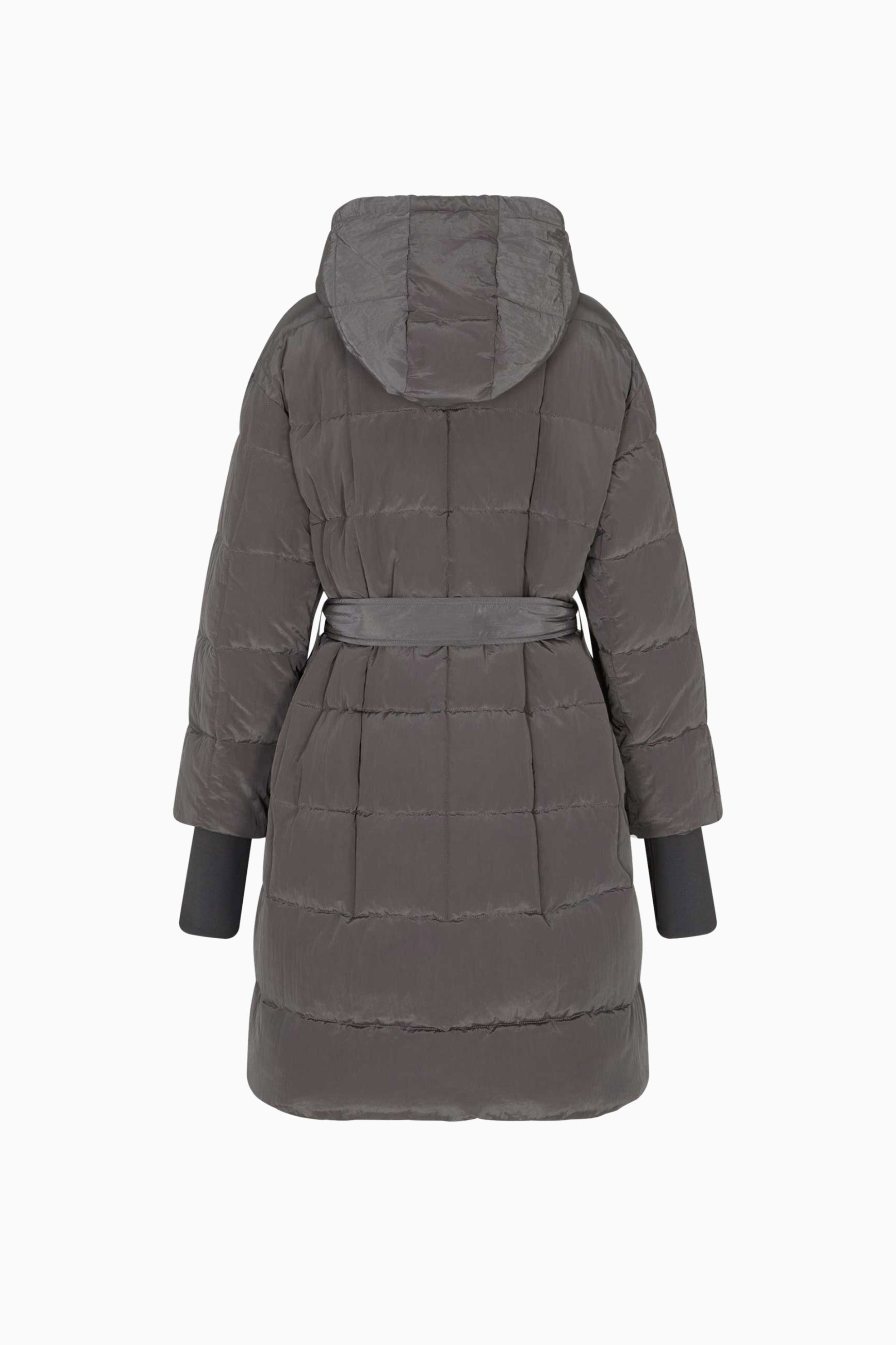 Armani Exchange γυναικείο μπουφάν μονόχρωμο με καπιτονέ σχέδιο και κουκούλα - XW000649AF16207 Εκρού φωτογραφία