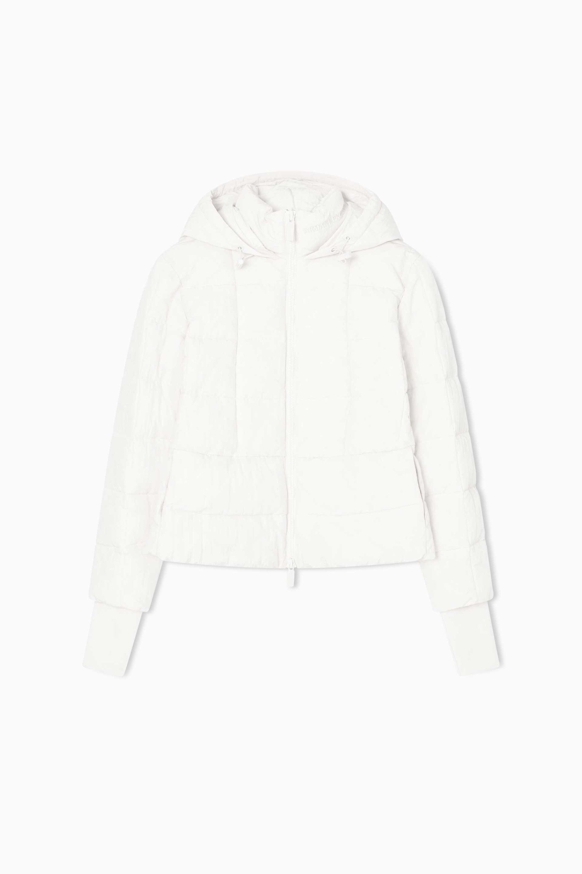 ARMANI EXCHANGE Armani Exchange γυναικείο μπουφάν μονόχρωμο με καπιτονέ σχέδιο και κουκούλα - XW000650AF16207 Εκρού