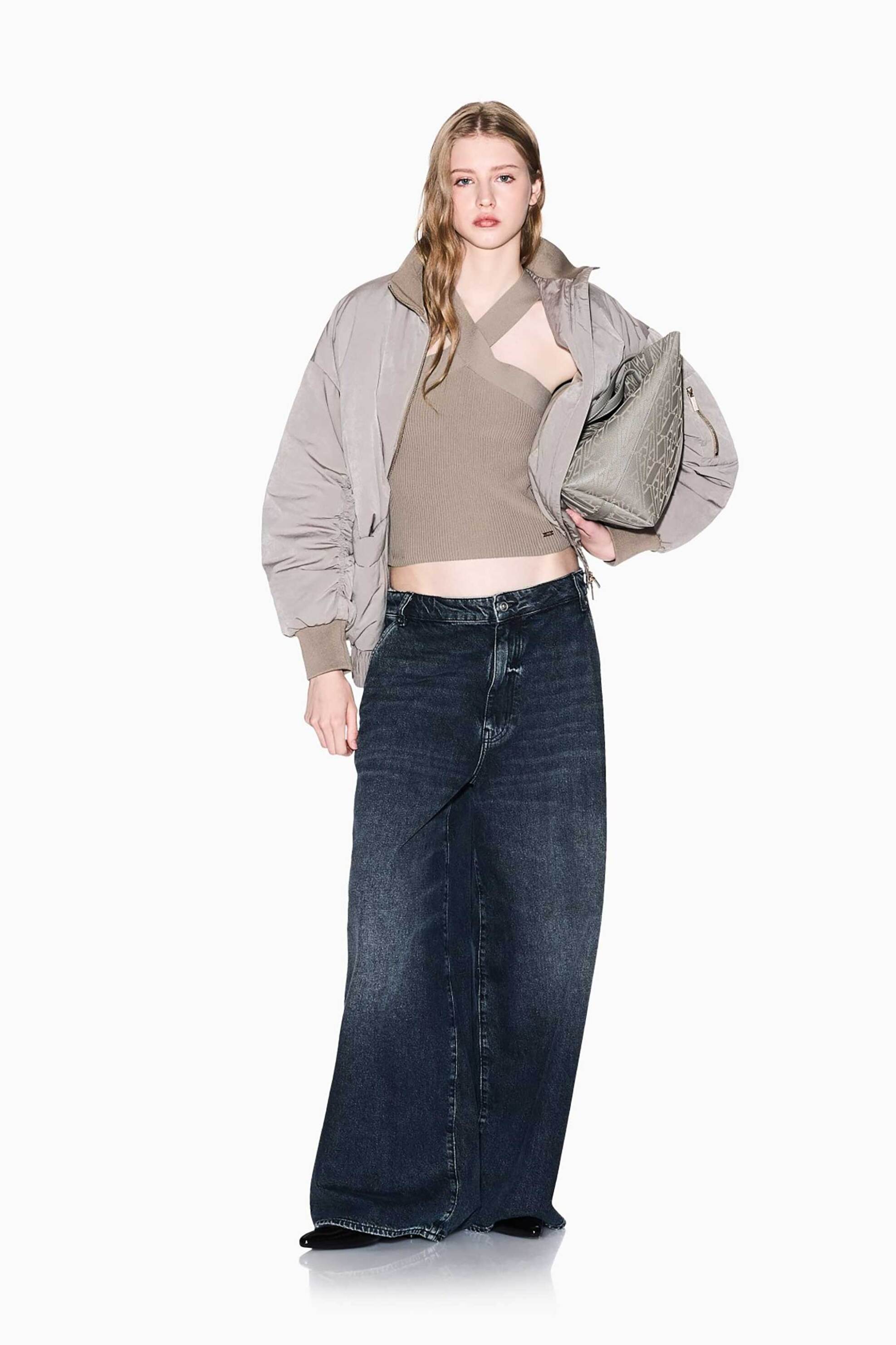 Armani Exchange γυναικείο μπουφάν ribbed - XW000670AF16210 Καφέ φωτογραφία