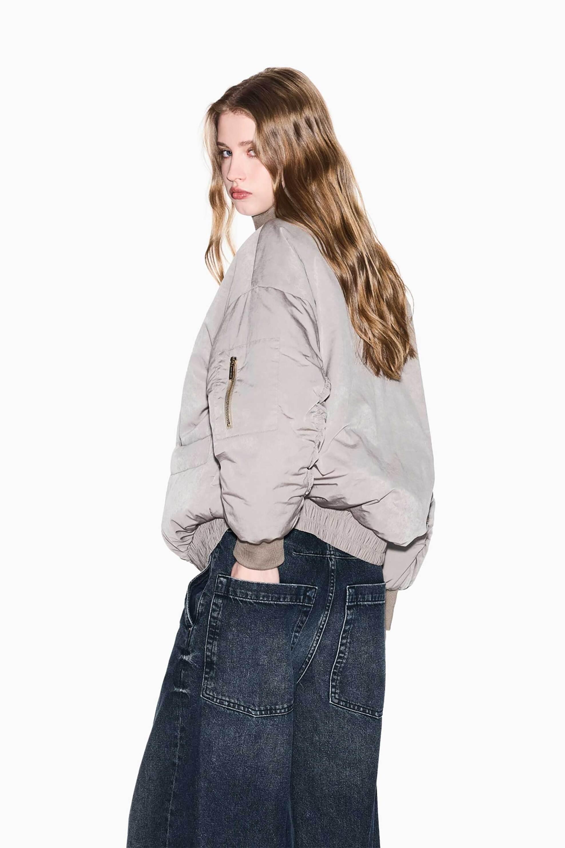 Armani Exchange γυναικείο μπουφάν ribbed - XW000670AF16210 Καφέ φωτογραφία