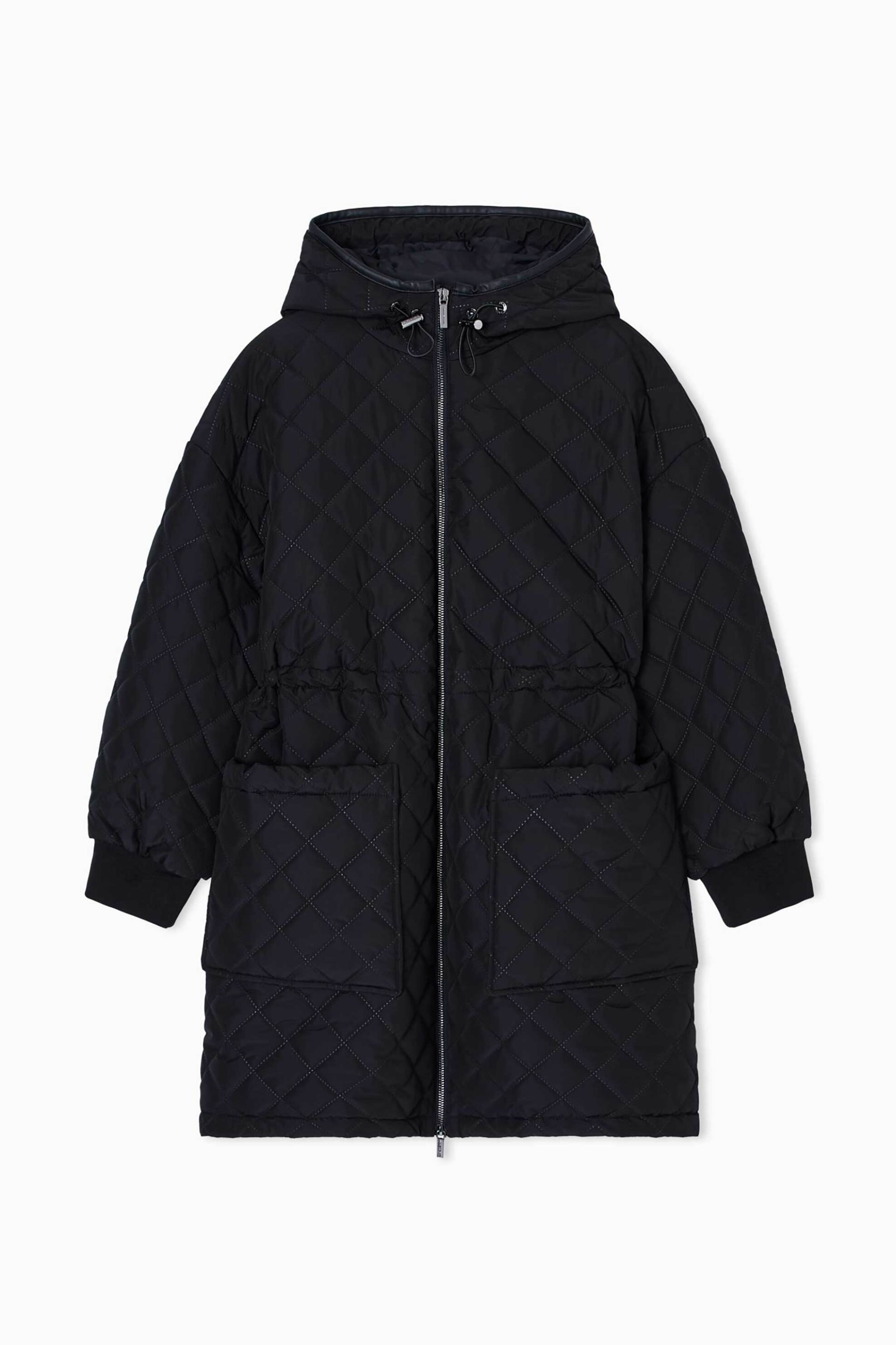 Armani Exchange γυναικείο μπουφάν μονόχρωμο με καπιτονέ σχέδιο και κουκούλα - XW000682AF16200 Μαύρο φωτογραφία