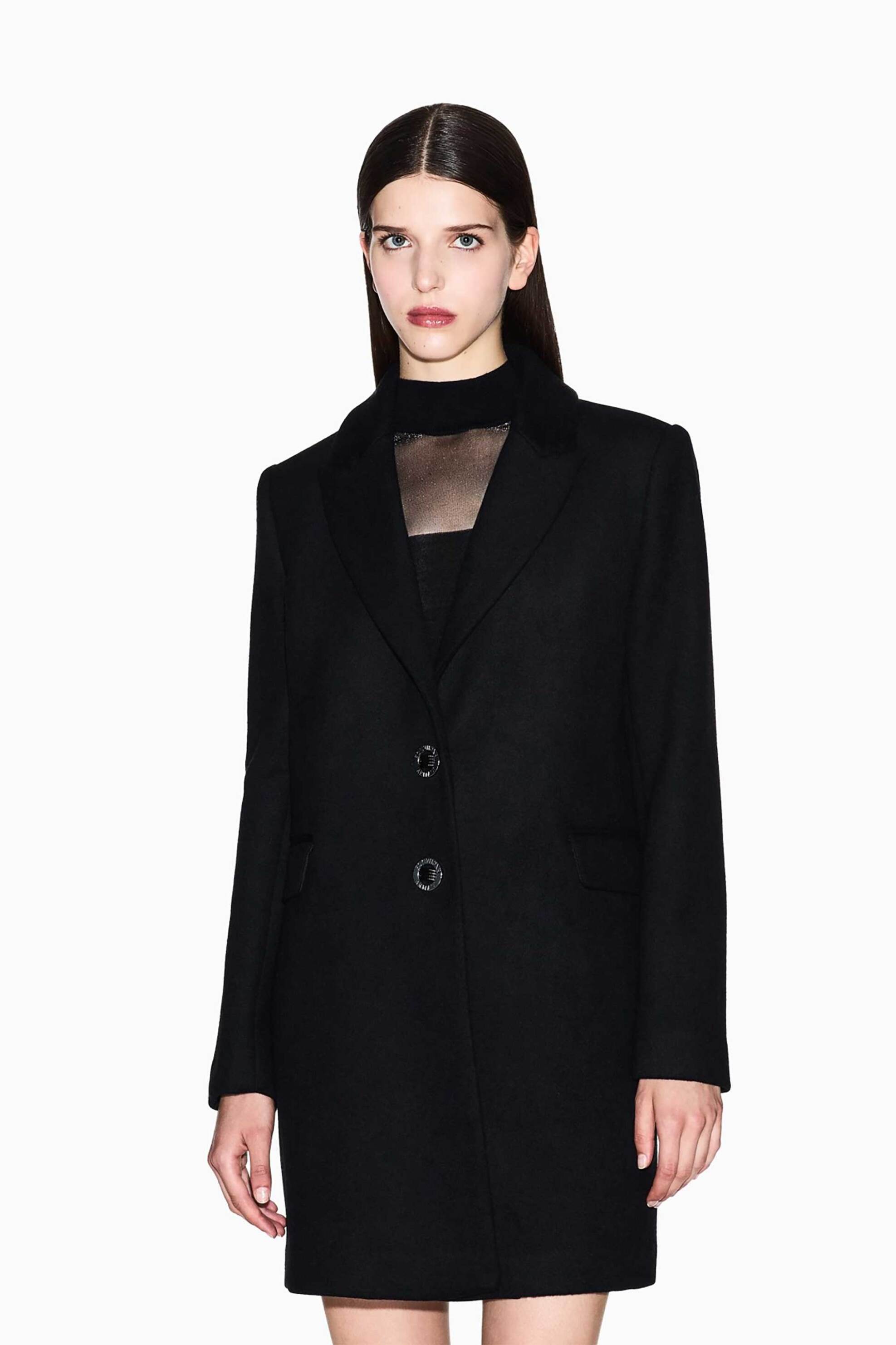 Armani Exchange γυναικείο παλτό μονόχρωμο - XW000716AF16206 Μαύρο