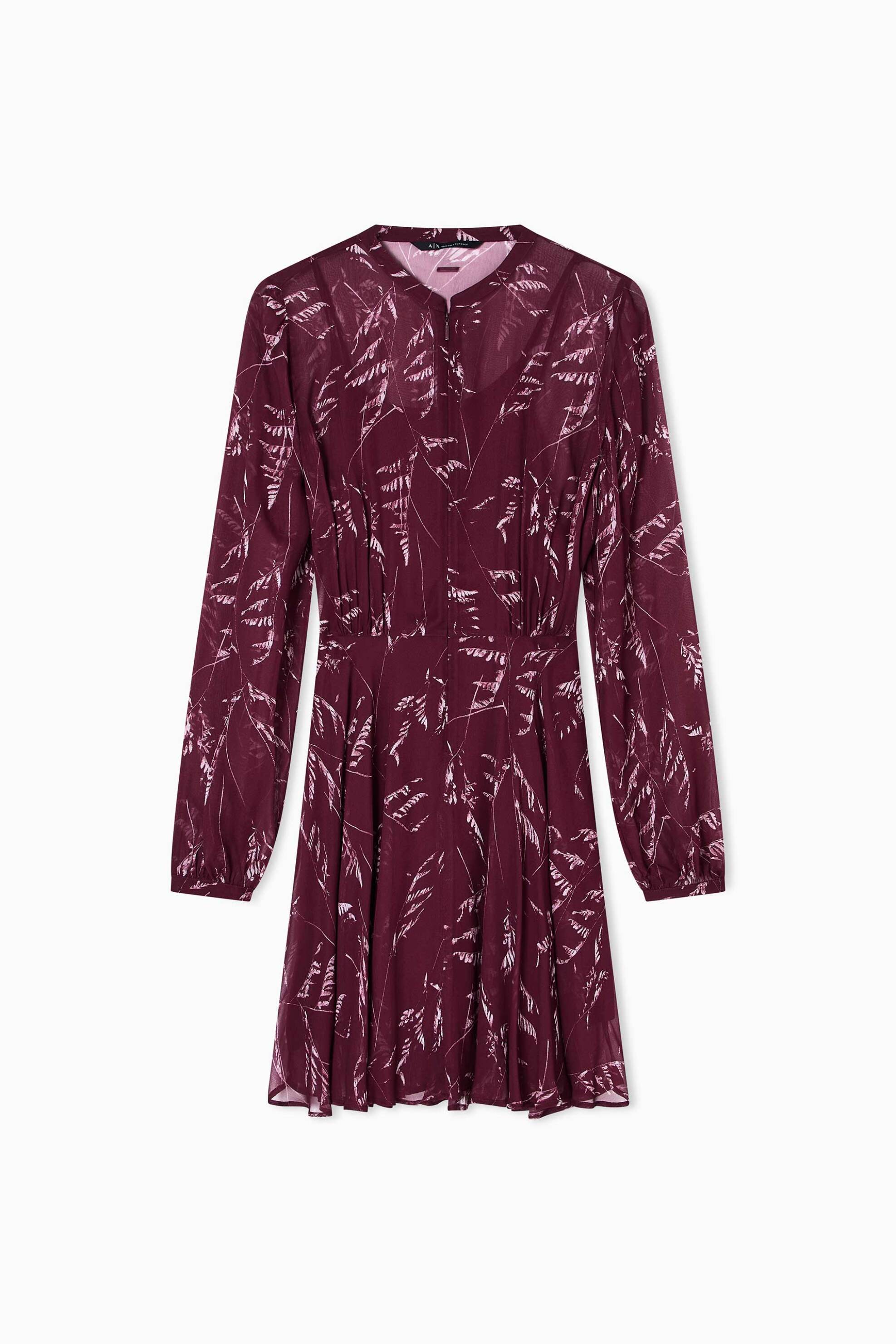 Armani Exchange γυναικείο mini φόρεμα με floral print - XW001018AF12051 Μπορντό φωτογραφία