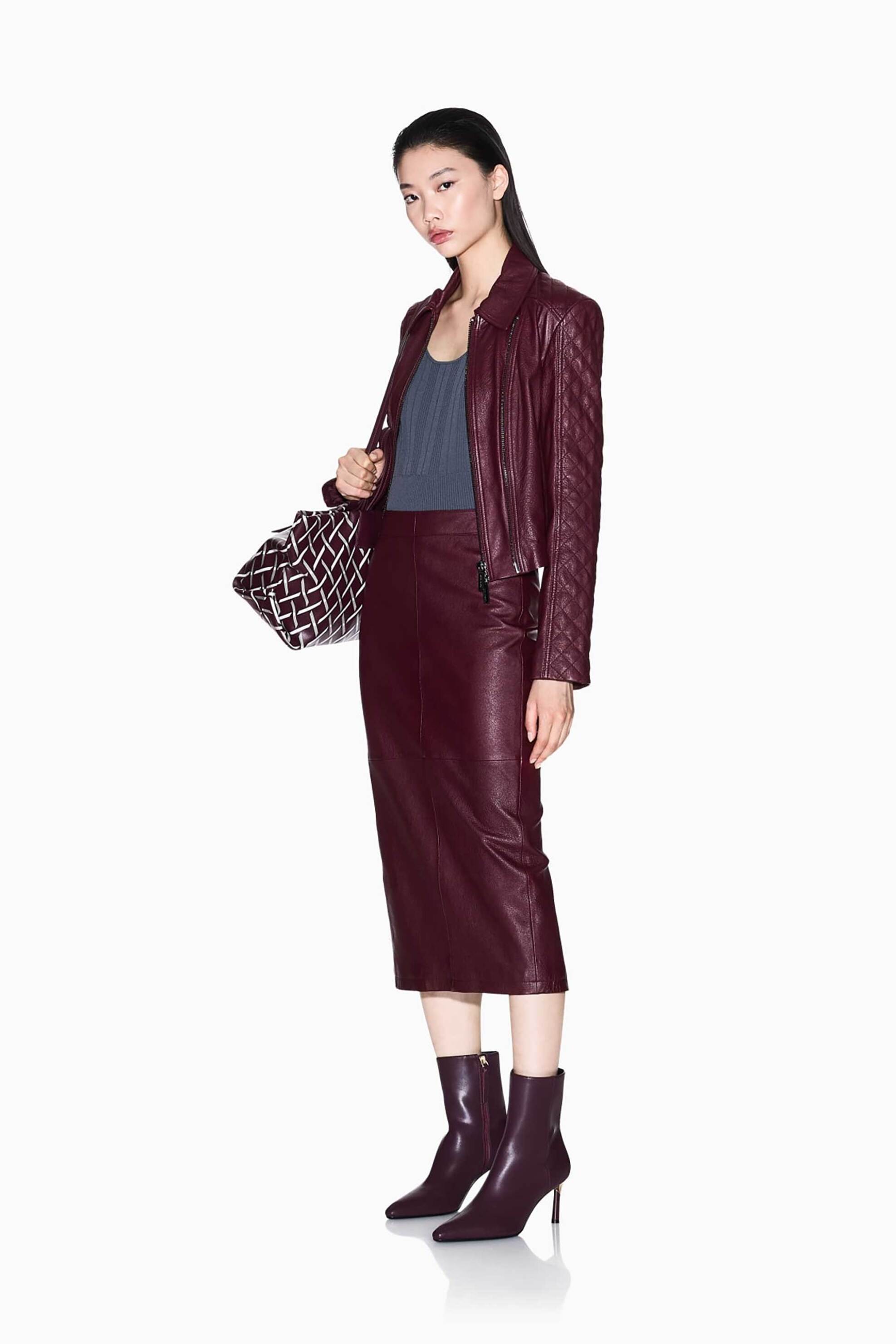 ARMANI EXCHANGE Armani Exchange γυναικεία midi δερμάτινη φούστα - XW001239AF16212 Μπορντό