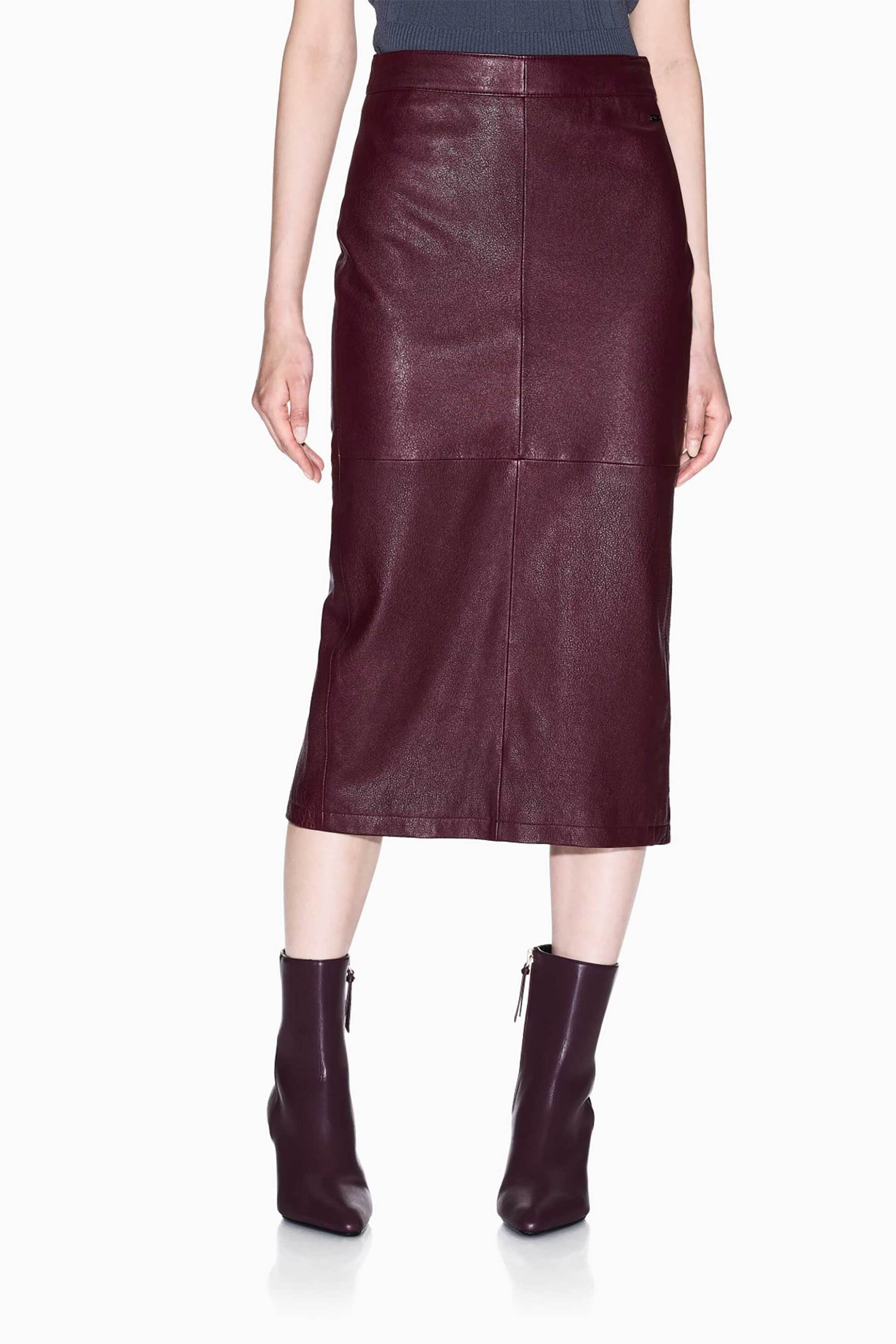 Armani Exchange γυναικεία midi δερμάτινη φούστα - XW001239AF16212 Μπορντό φωτογραφία