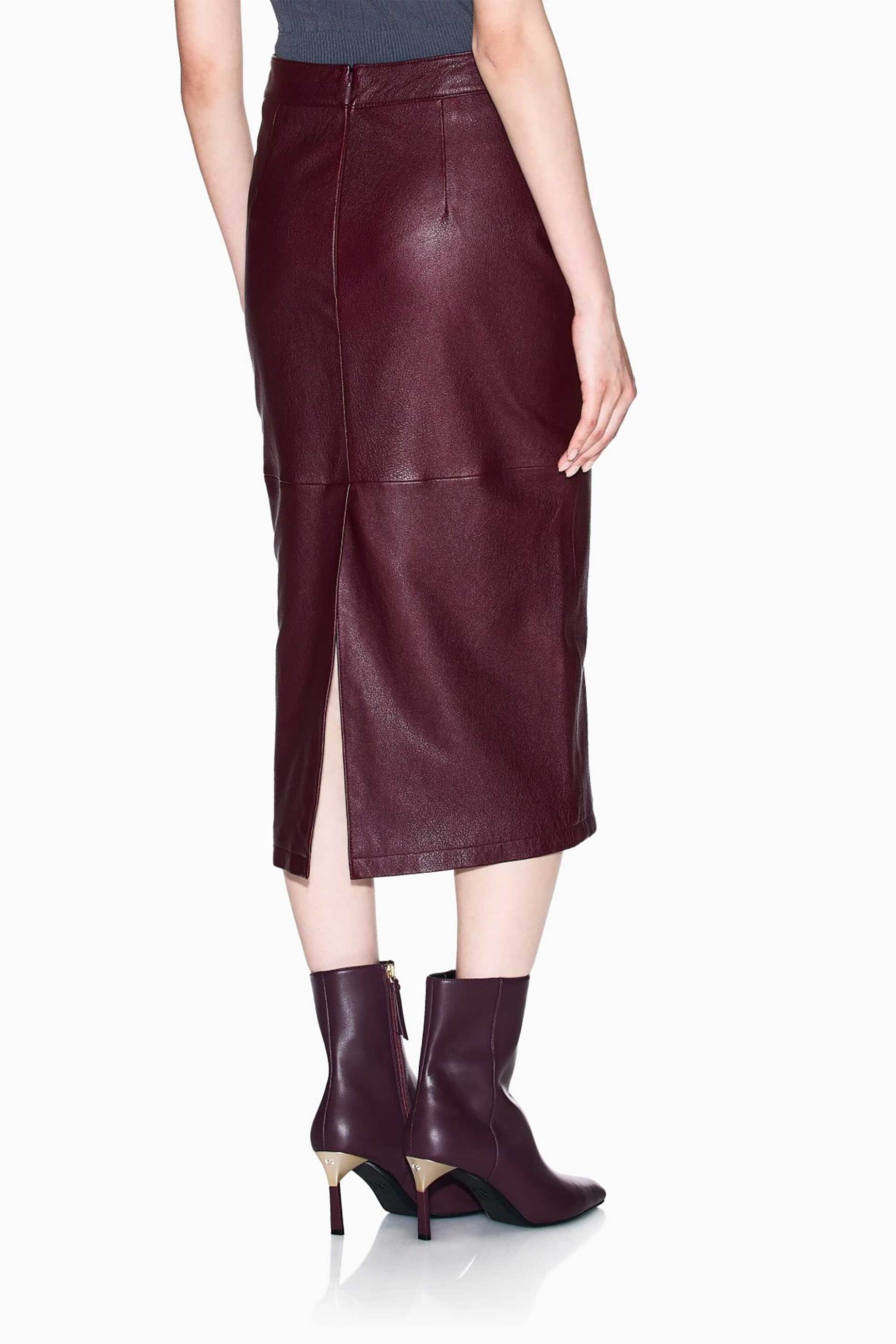 Armani Exchange γυναικεία midi δερμάτινη φούστα - XW001239AF16212 Μπορντό φωτογραφία