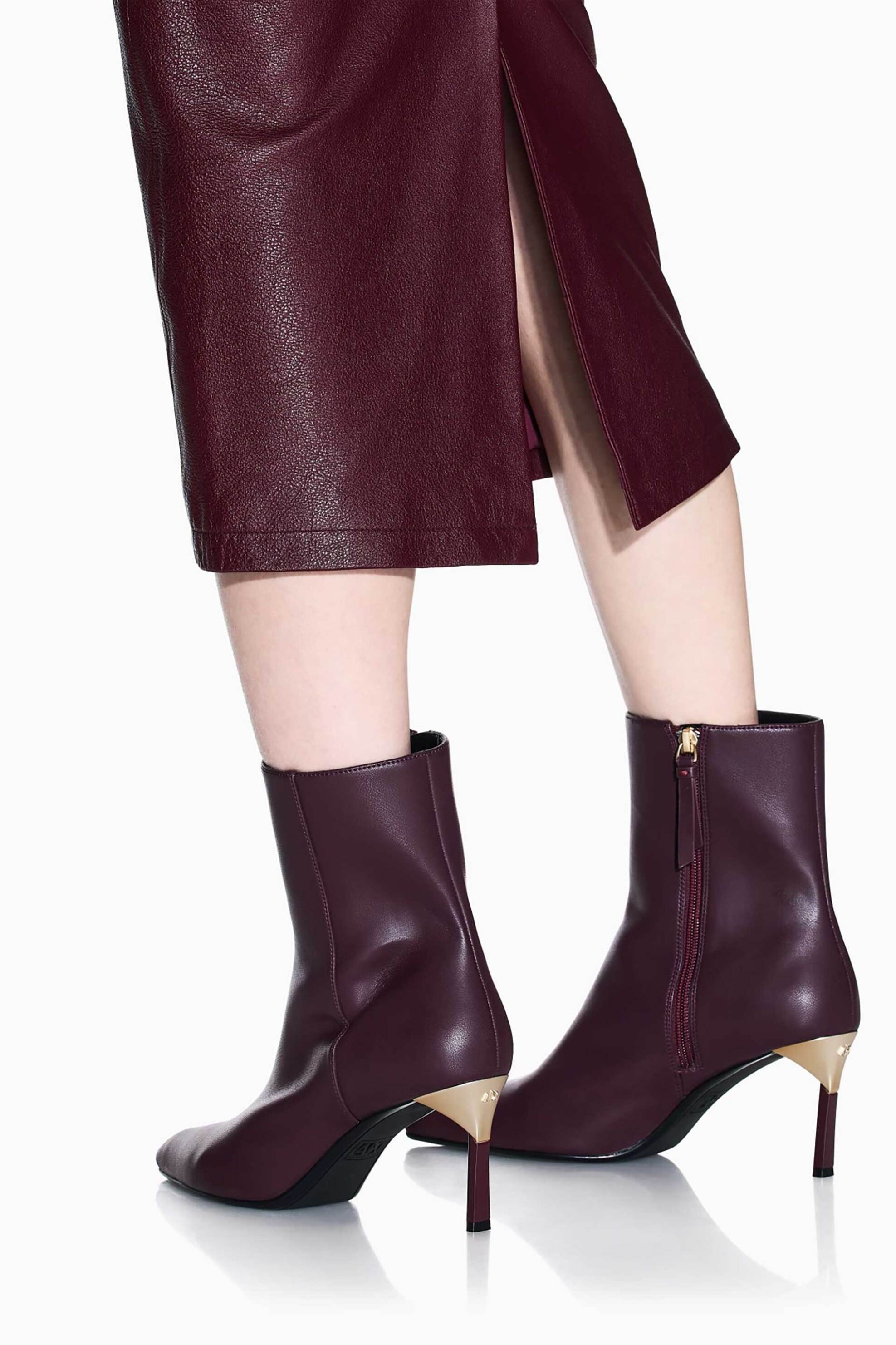 Armani Exchange γυναικεία midi δερμάτινη φούστα - XW001239AF16212 Μπορντό φωτογραφία