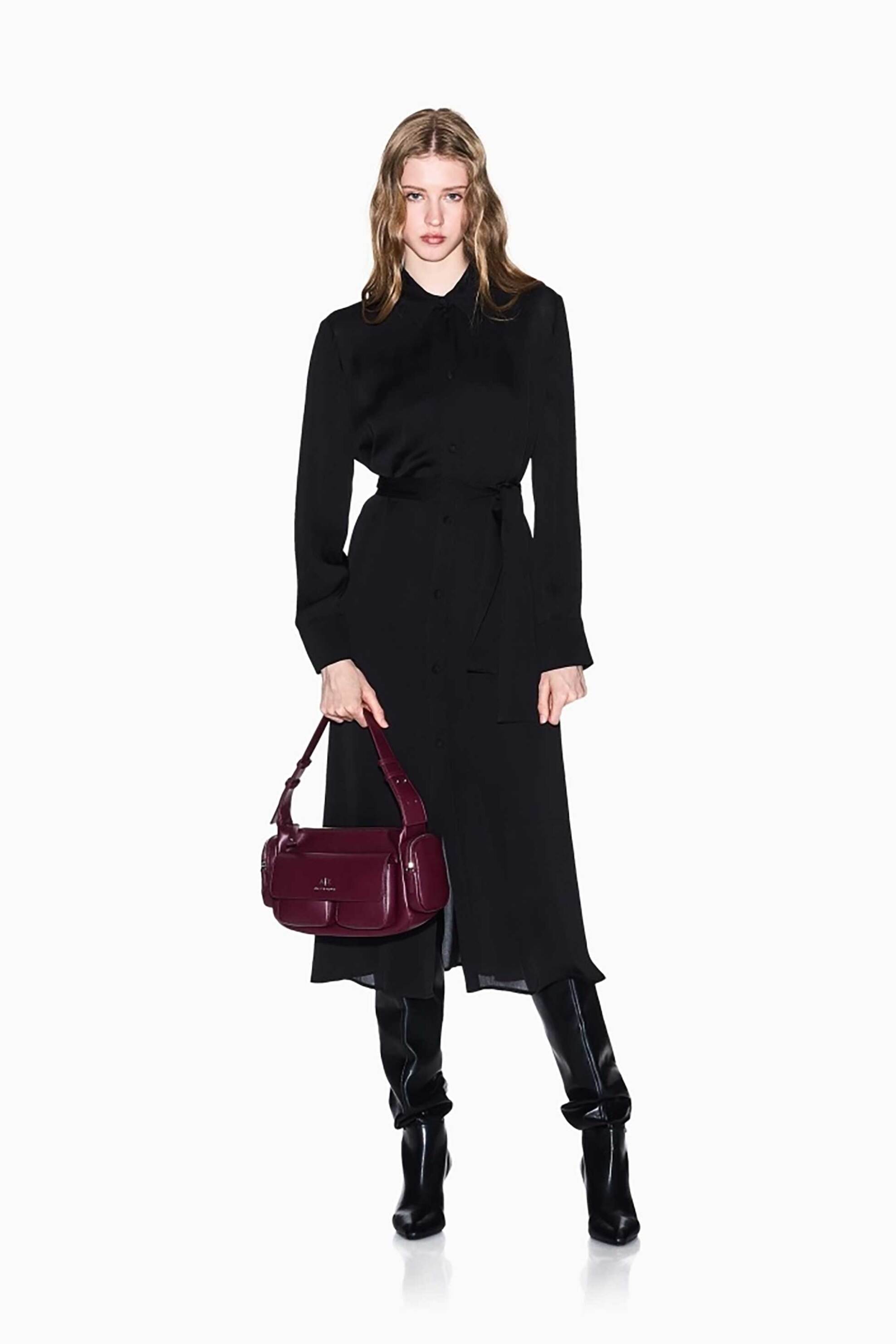 ARMANI EXCHANGE Armani Exchange γυναικείο midi φόρεμα σεμιζιέ - XW001245AF16121 Μαύρο