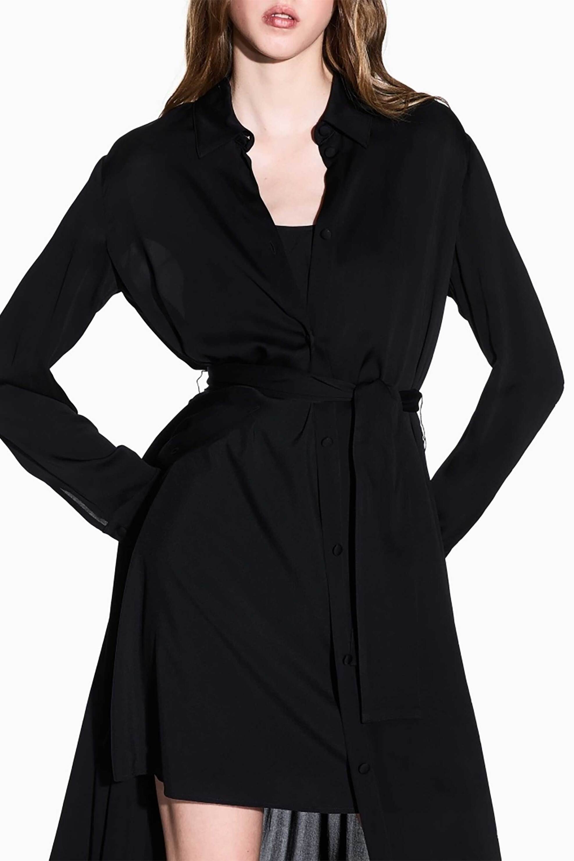 Armani Exchange γυναικείο midi φόρεμα σεμιζιέ - XW001245AF16121 Μαύρο φωτογραφία