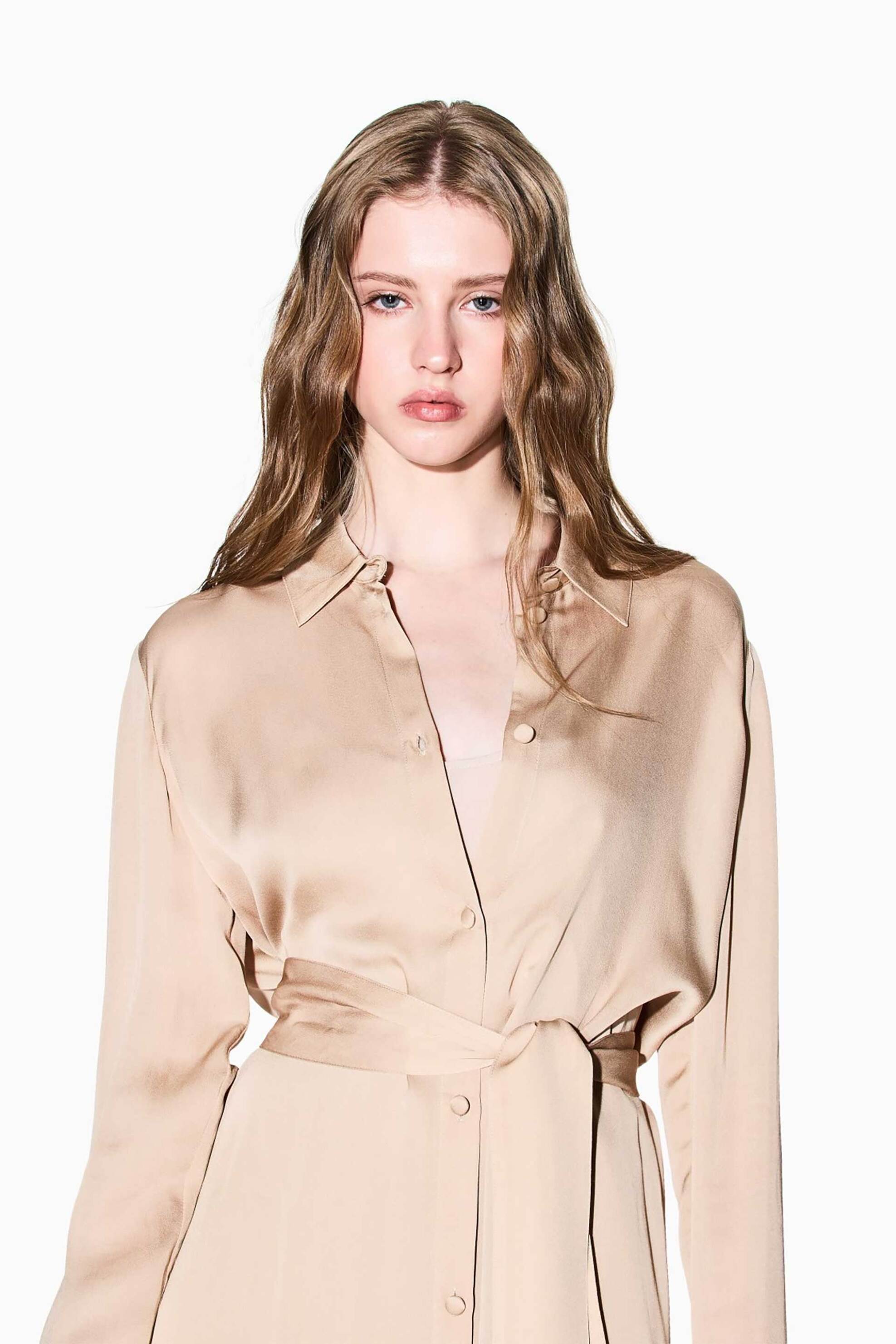 Armani Exchange γυναικείο midi φόρεμα σεμιζιέ - XW001245AF16121 Μπεζ φωτογραφία