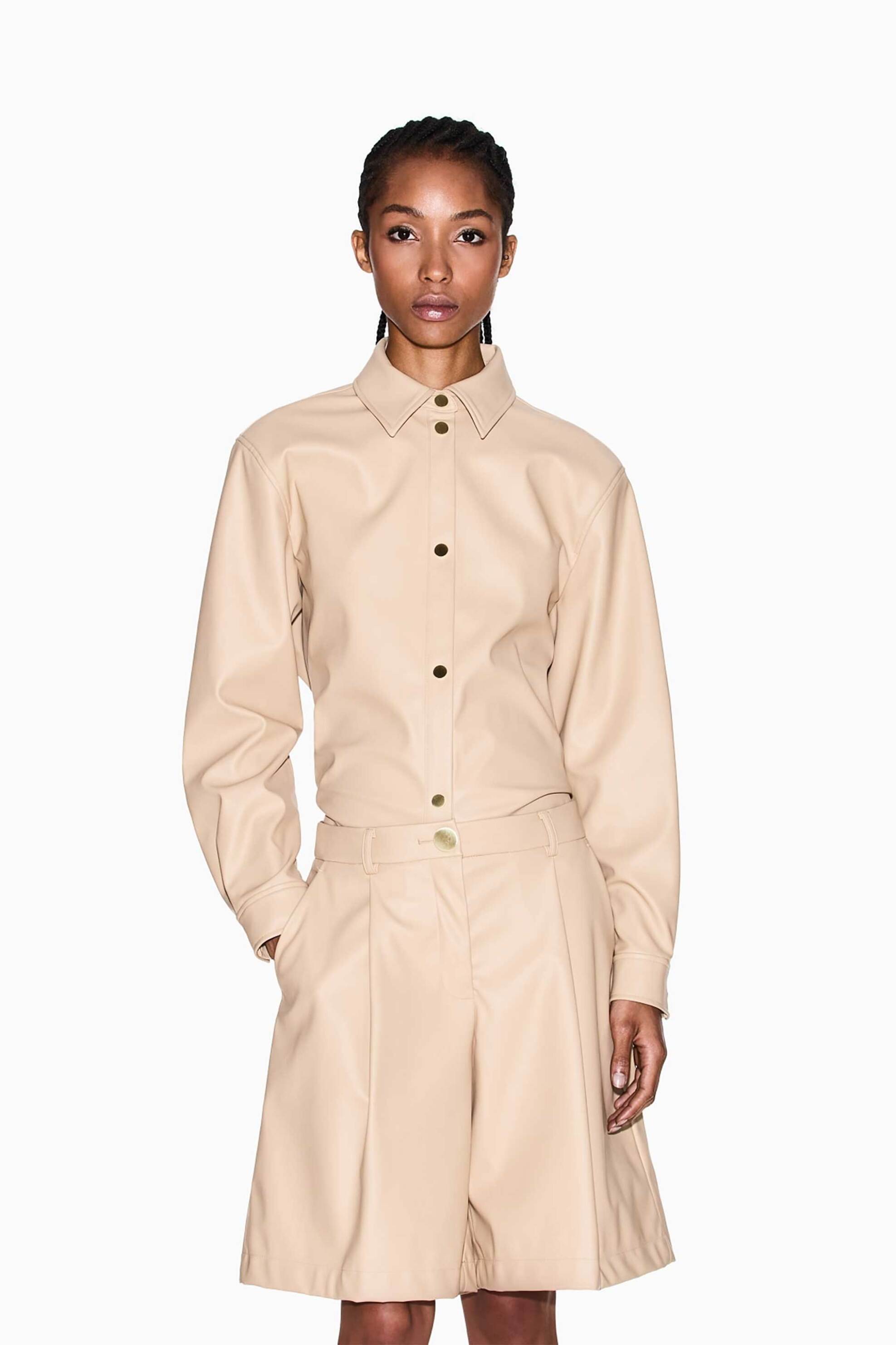 Armani Exchange γυναικεία βερμούδα μονόχρωμη - XW001265AF16106 Μπεζ φωτογραφία