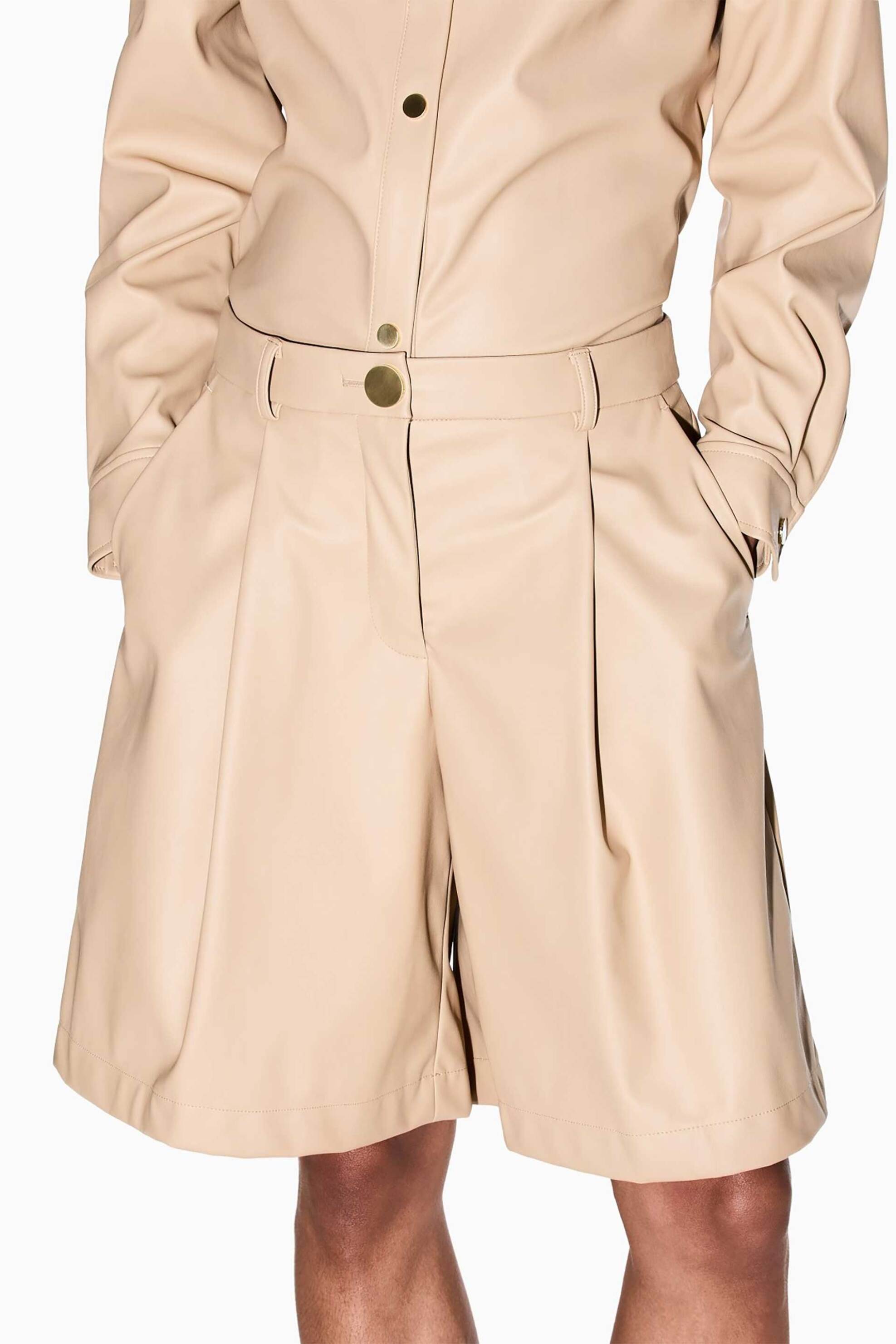 Armani Exchange γυναικεία βερμούδα μονόχρωμη - XW001265AF16106 Μπεζ φωτογραφία