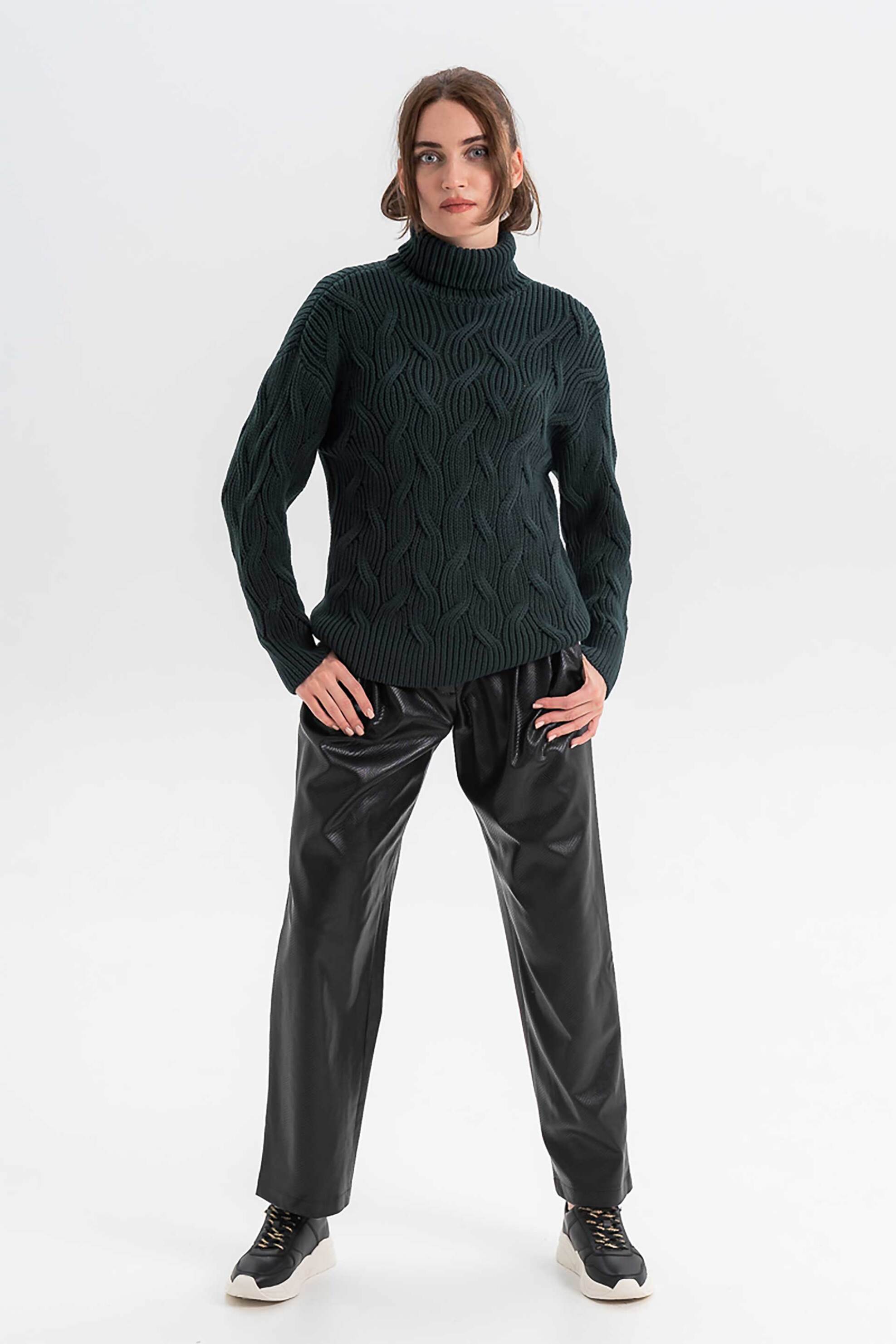 Armani Exchange γυναικείο παντελόνι faux δέρμα - XW001275AF16199 Μαύρο