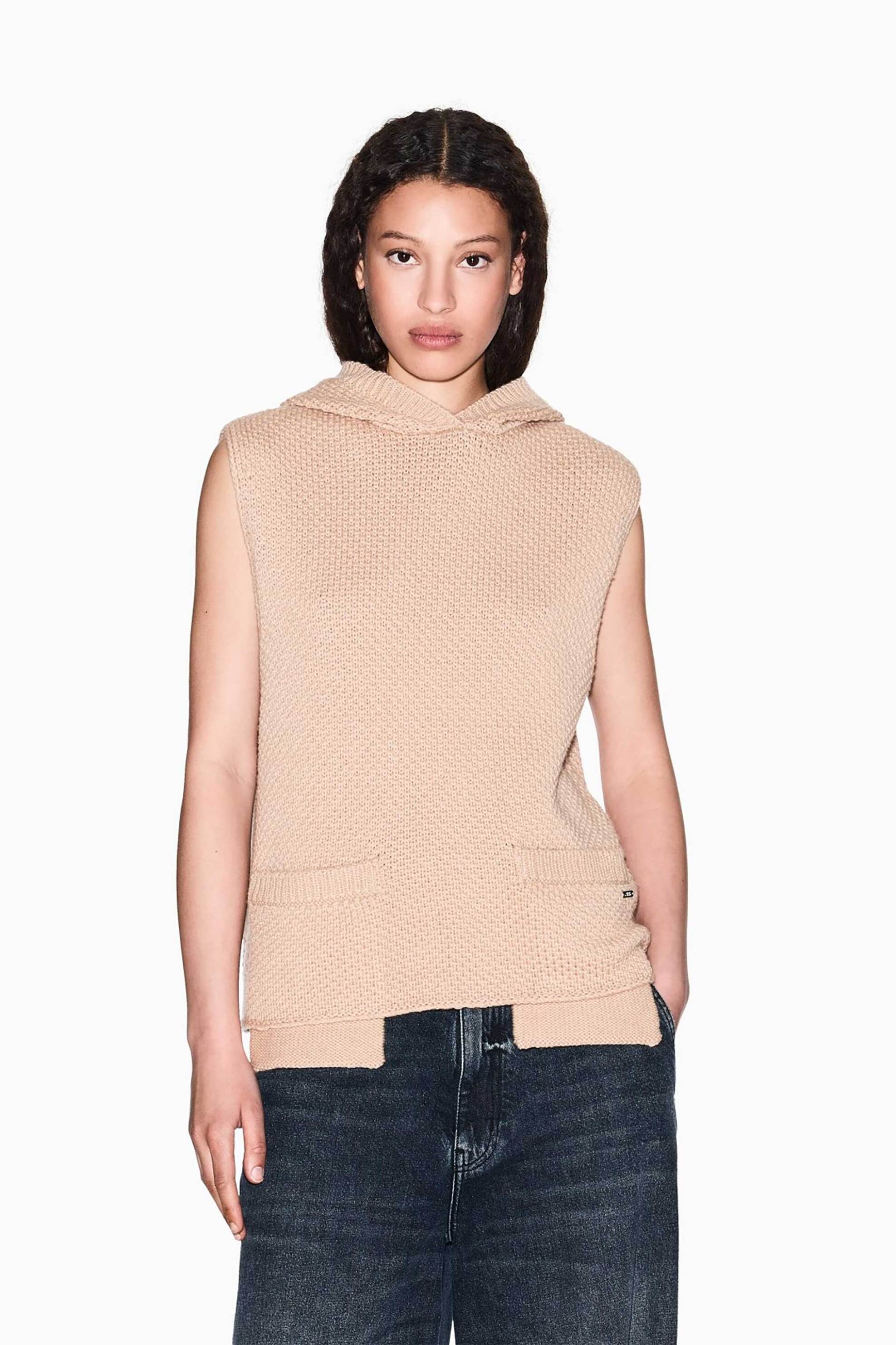 Armani Exchange γυναικείο αμάνικο τοπ με κουκούλα - XW001161AF16604 Μπεζ