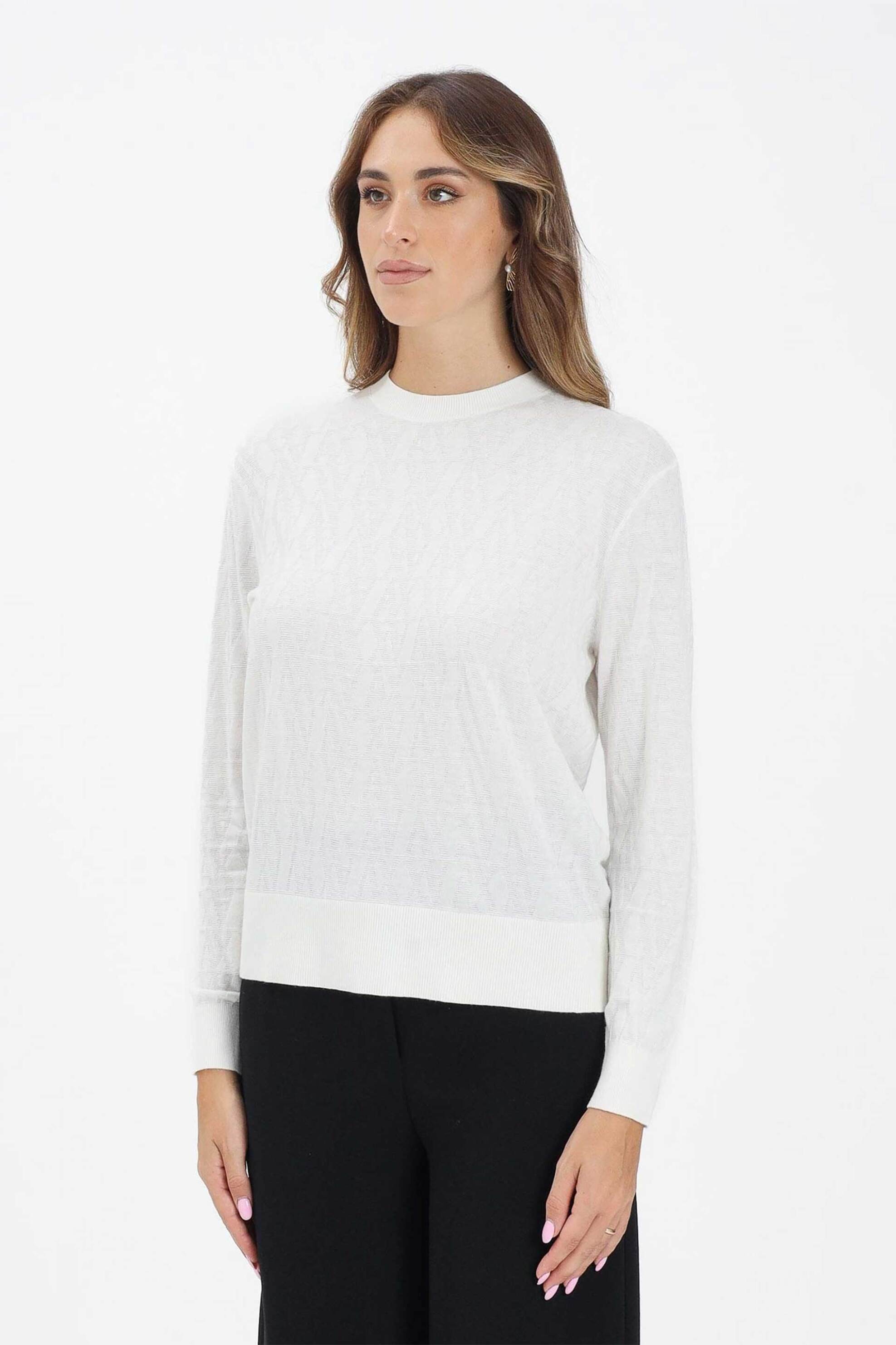 ARMANI EXCHANGE Armani Exchange γυναικεία πλεκτή μπλούζα με ανάγλυφο σχέδιο - XW001317AF16619 Λευκό