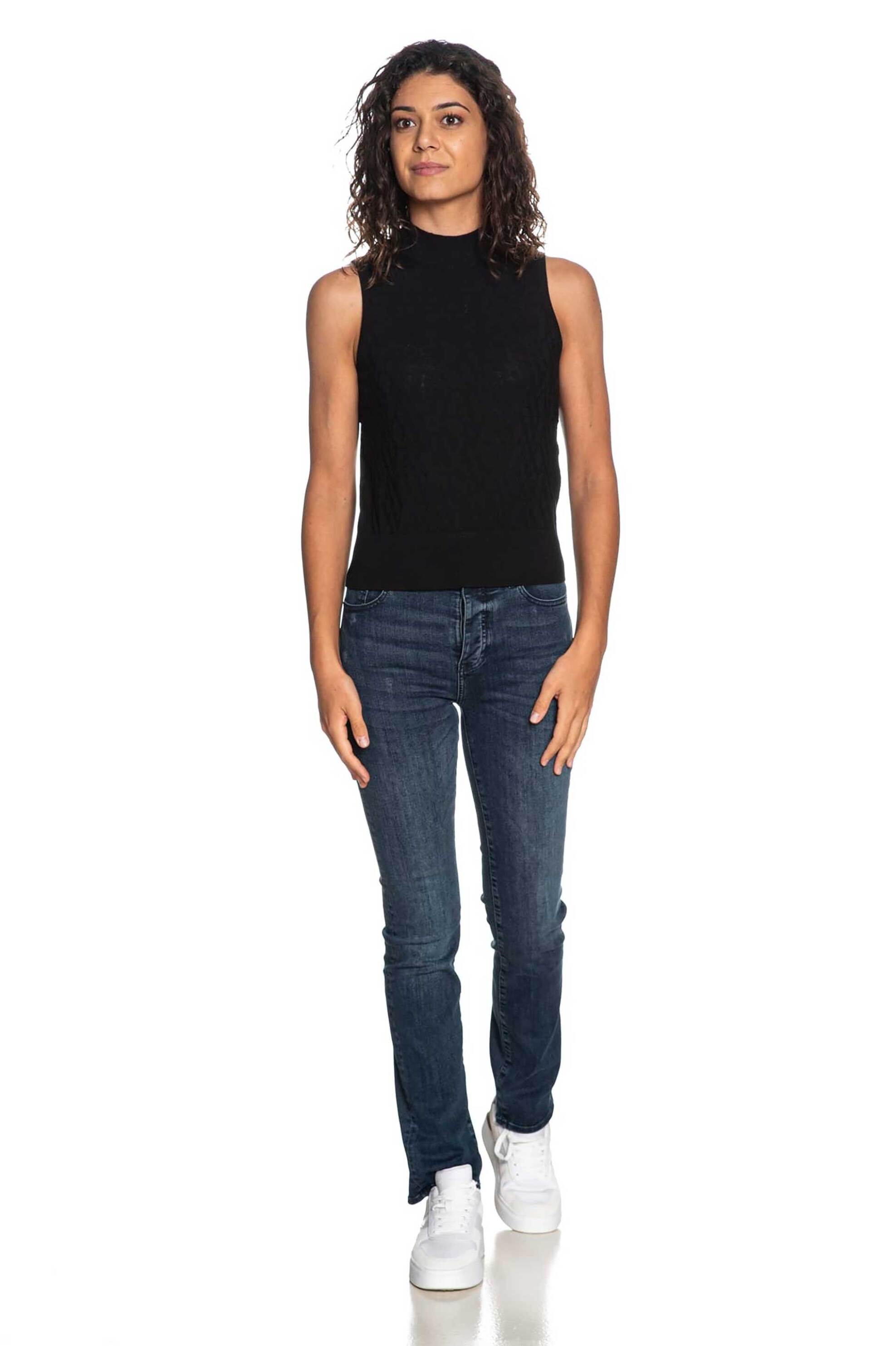 Armani Exchange γυναικείο αμάνικο τοπ με ανάγλυφο σχέδιο - XW001318AF16619 Μαύρο φωτογραφία