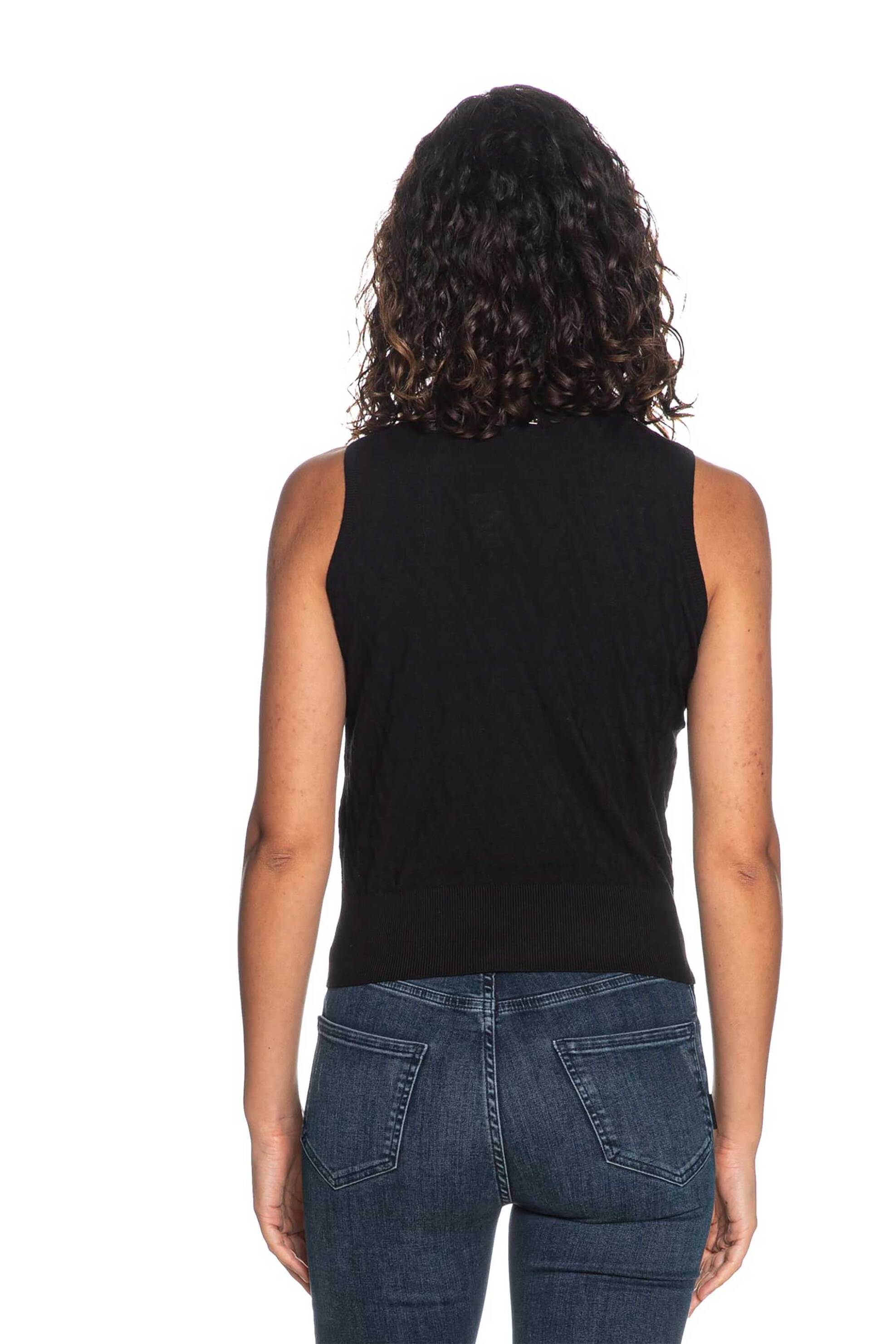 Armani Exchange γυναικείο αμάνικο τοπ με ανάγλυφο σχέδιο - XW001318AF16619 Μαύρο φωτογραφία