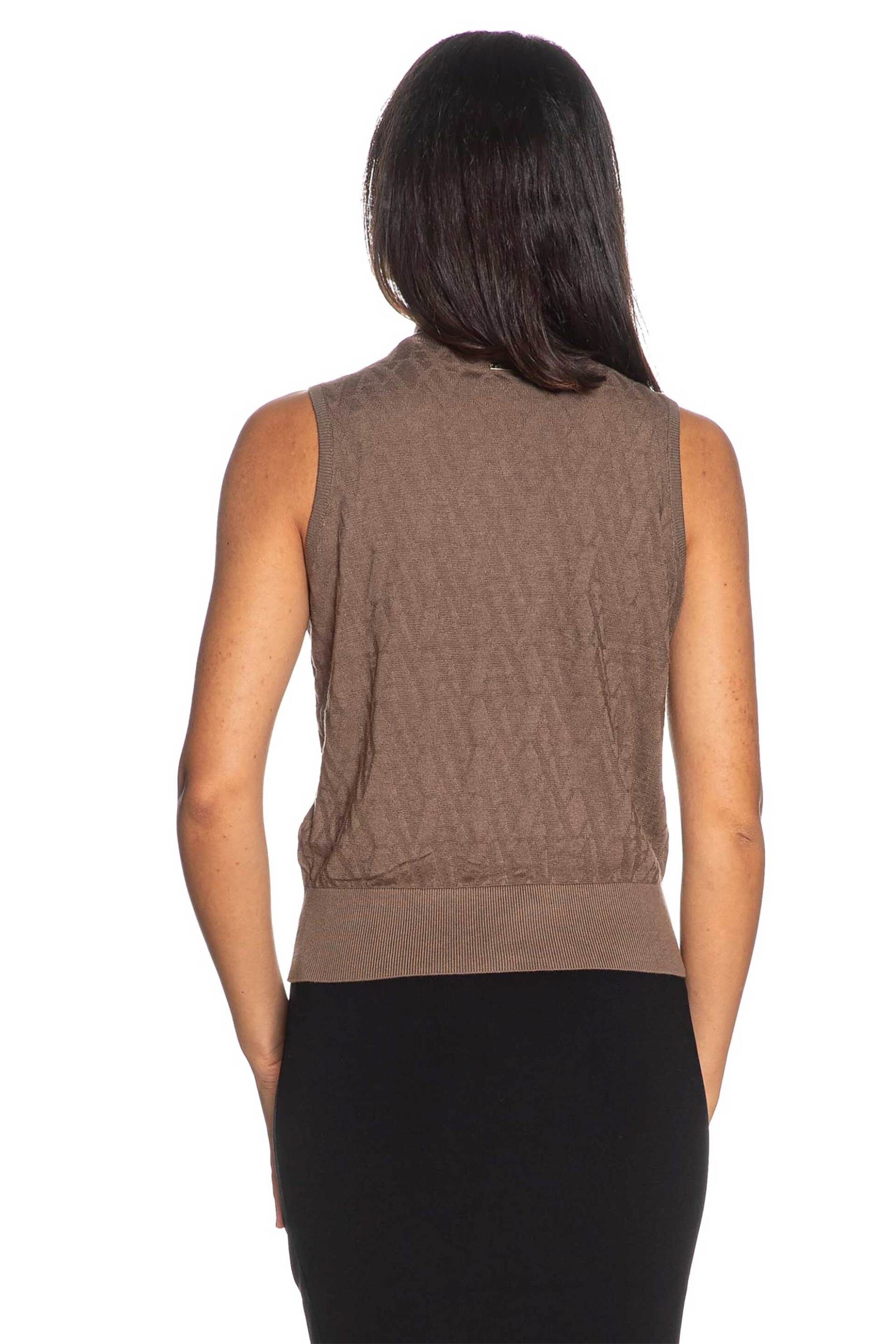 Armani Exchange γυναικείο αμάνικο τοπ με ανάγλυφο σχέδιο - XW001318AF16619 Μπεζ φωτογραφία