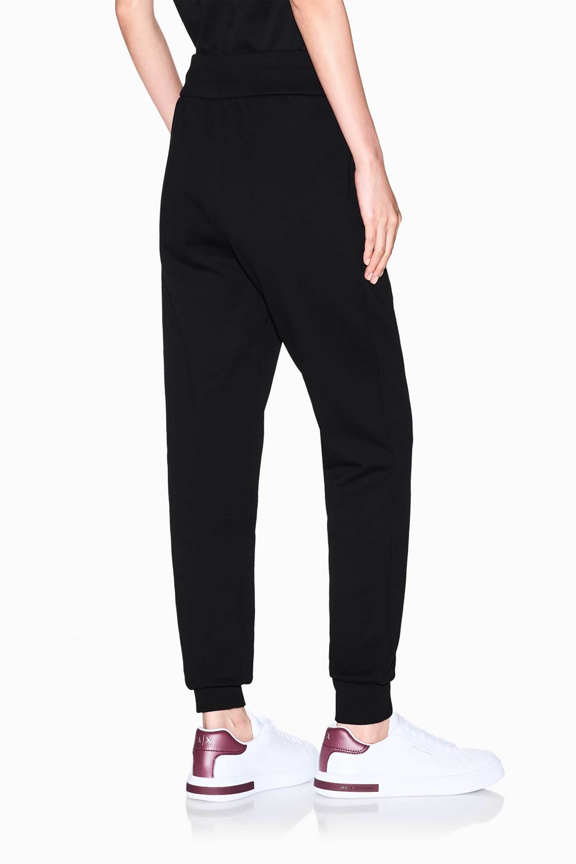 Armani Exchange γυναικείο παντελόνι φόρμας μονόχρωμο με contrast μονόγραμμα μπροστά - XW000986AF16114 Μαύρο φωτογραφία