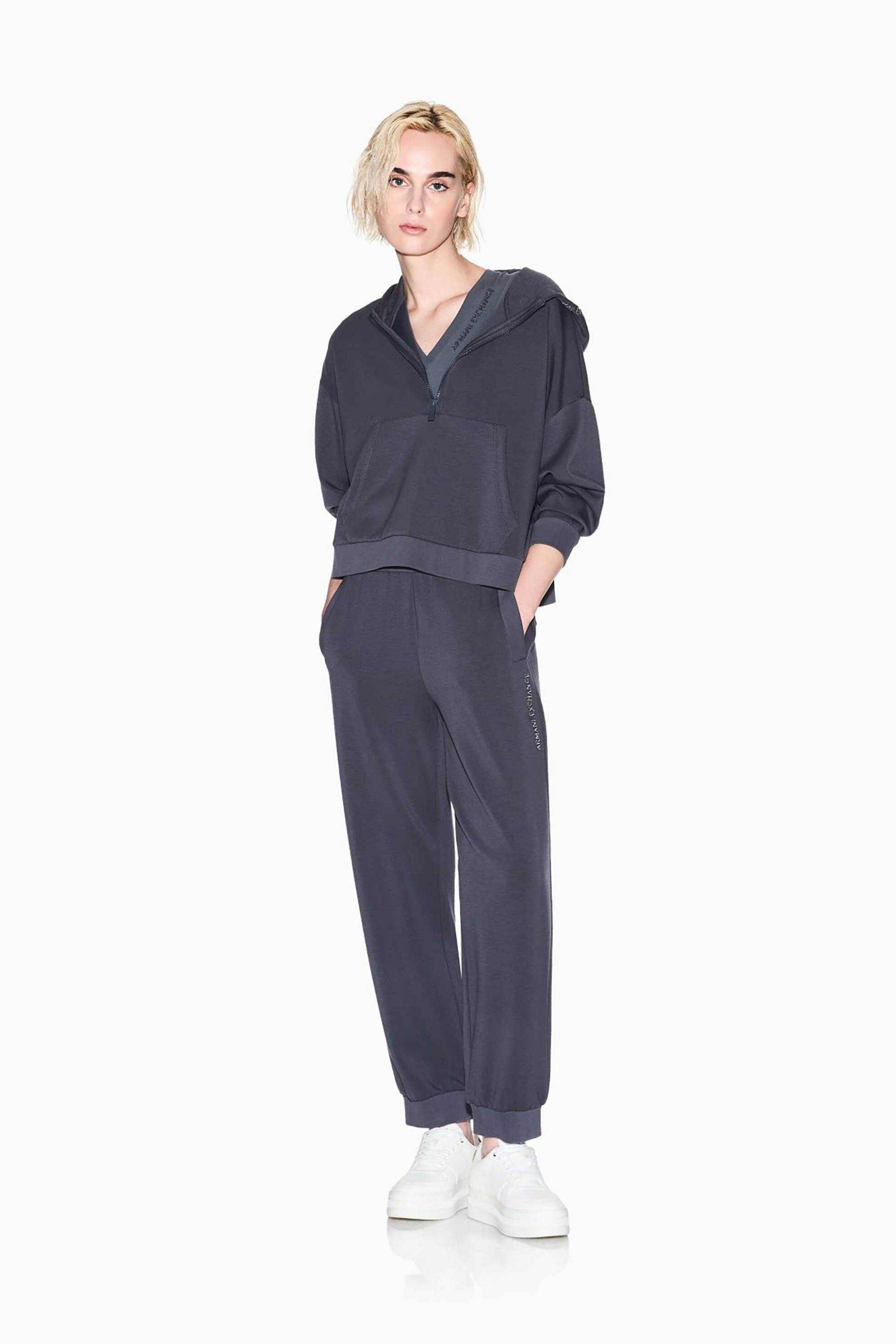 ARMANI EXCHANGE Armani Exchange γυναικείο παντελόνι φόρμας μονόχρωμο με logo print - XW001011AF16111 Γκρι