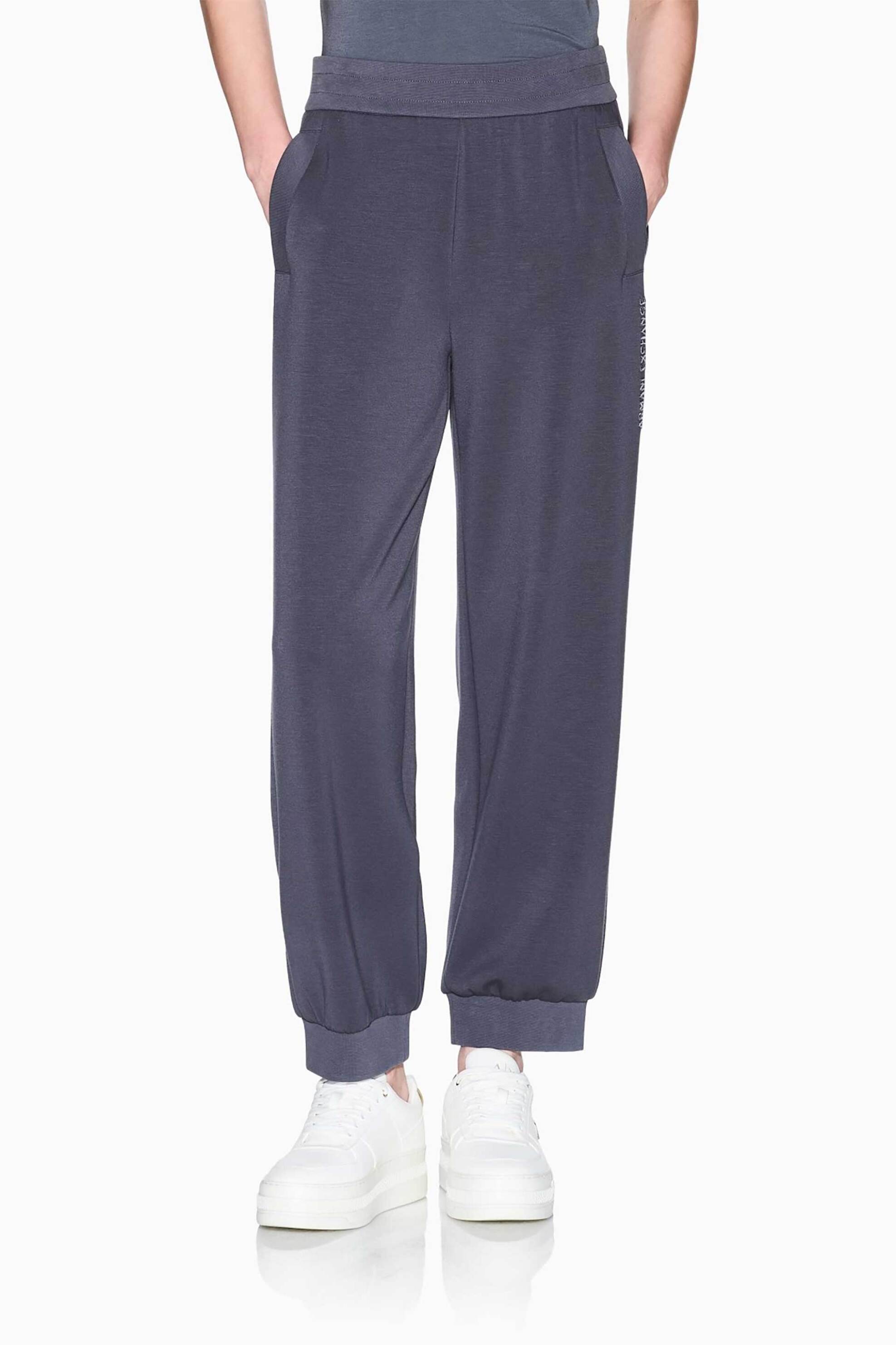 Armani Exchange γυναικείο παντελόνι φόρμας μονόχρωμο με logo print - XW001011AF16111 Γκρι φωτογραφία