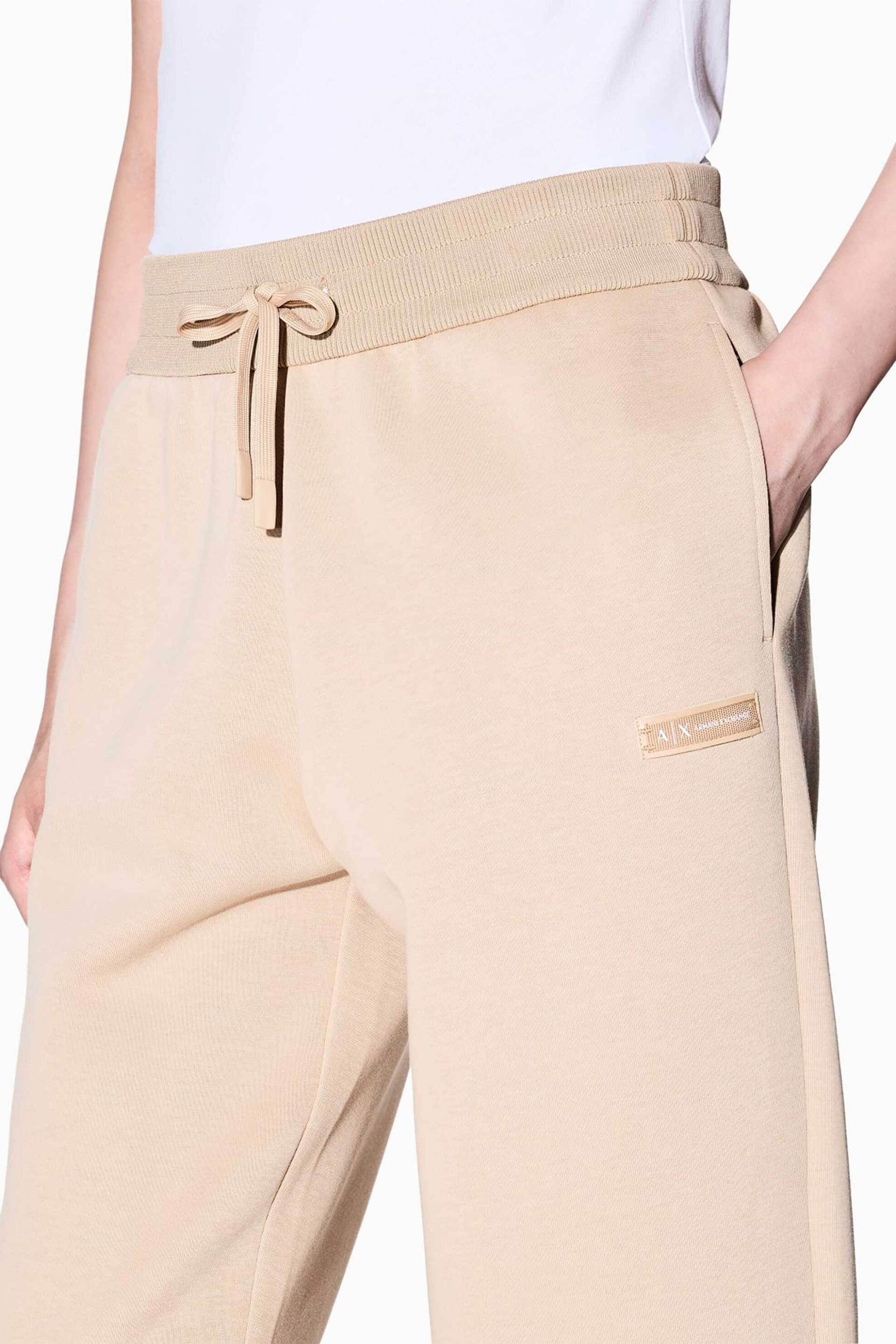 Armani Exchange γυναικείο παντελόνι φόρμας μονόχρωμο με logo print - XW001287AF16134 Μπεζ φωτογραφία