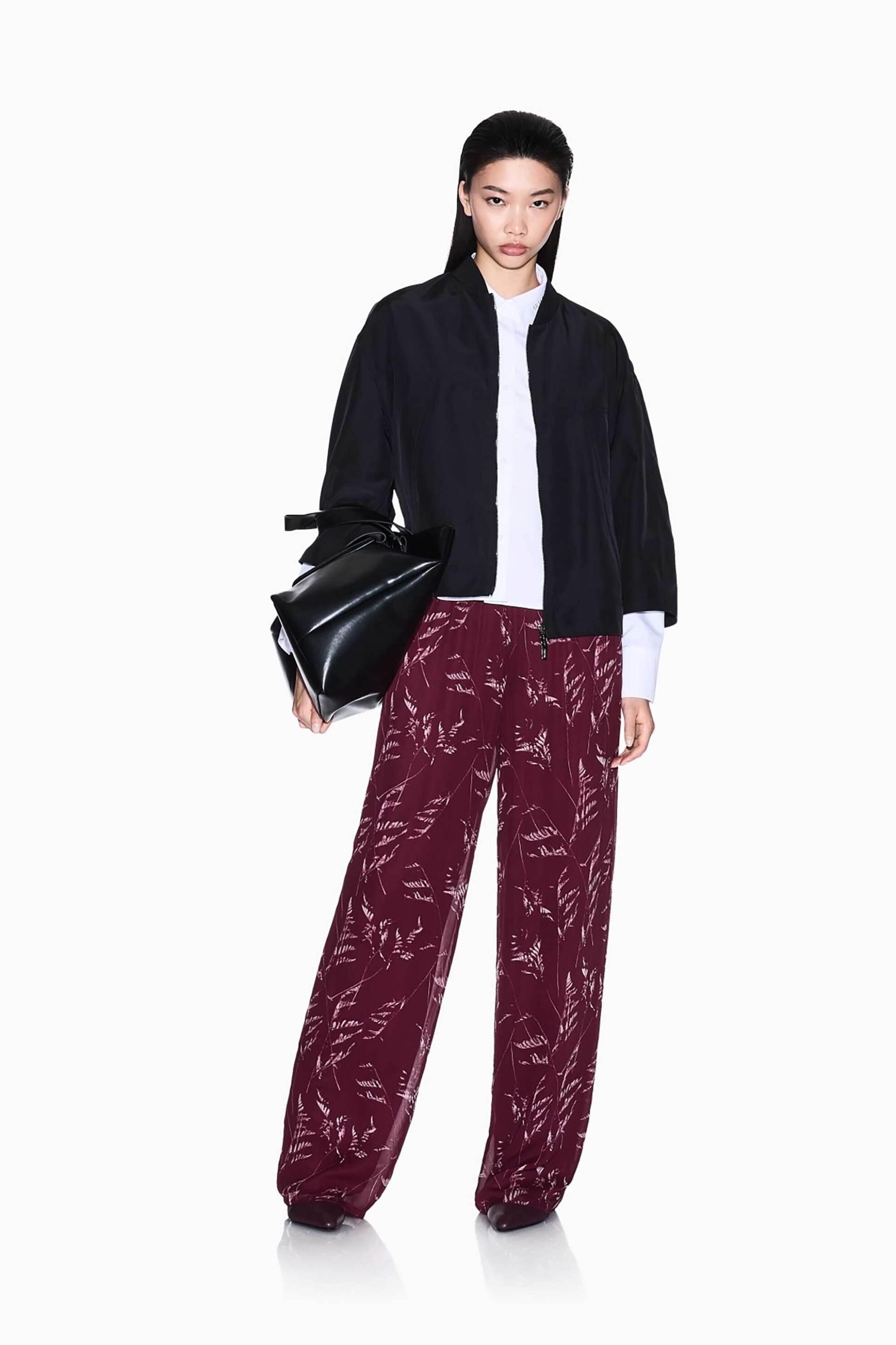 ARMANI EXCHANGE Armani Exchange γυναικείο παντελόνι με floral print - XW001337AF12051 Μπορντό