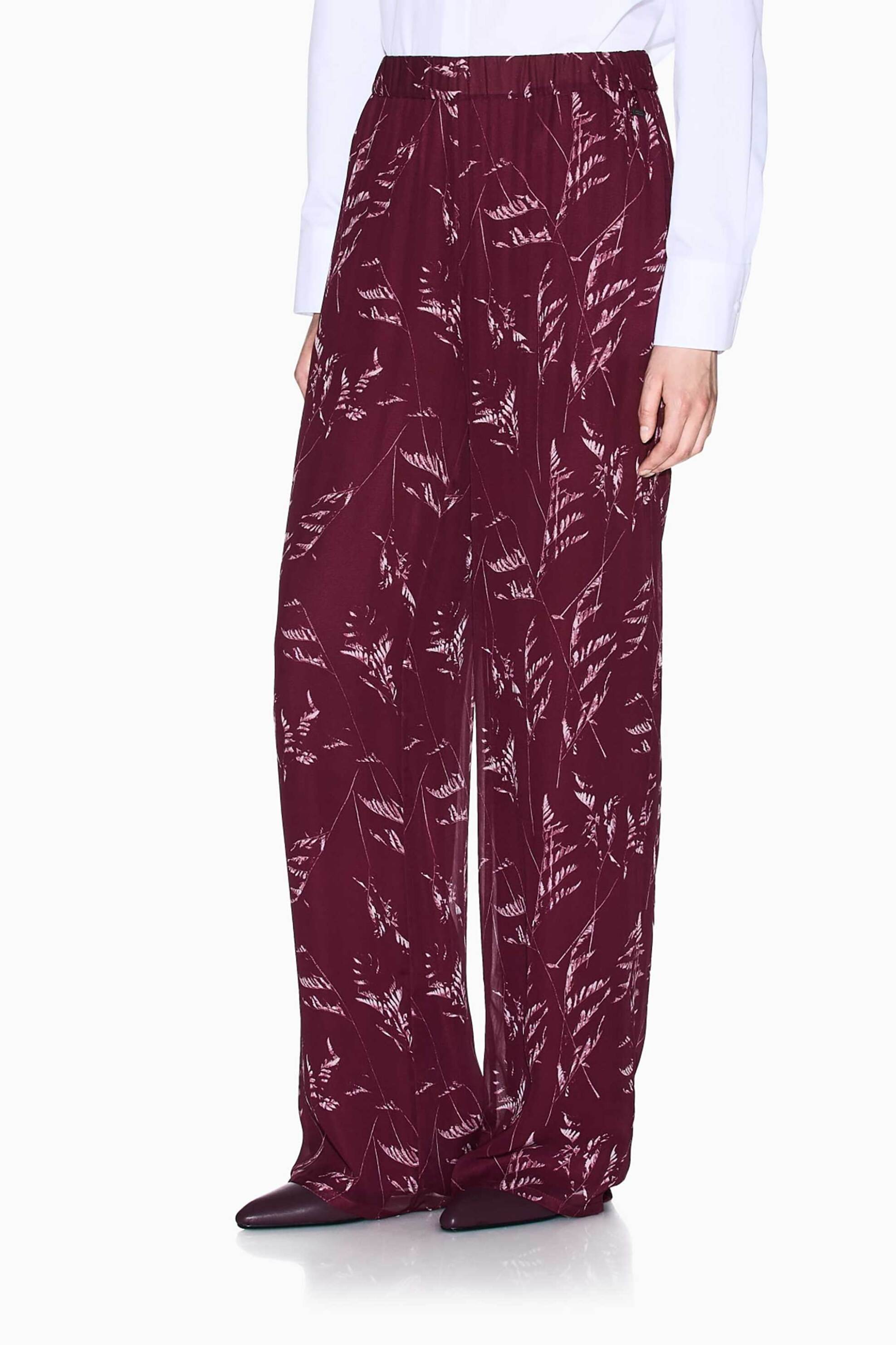 Armani Exchange γυναικείο παντελόνι με floral print - XW001337AF12051 Μπορντό φωτογραφία