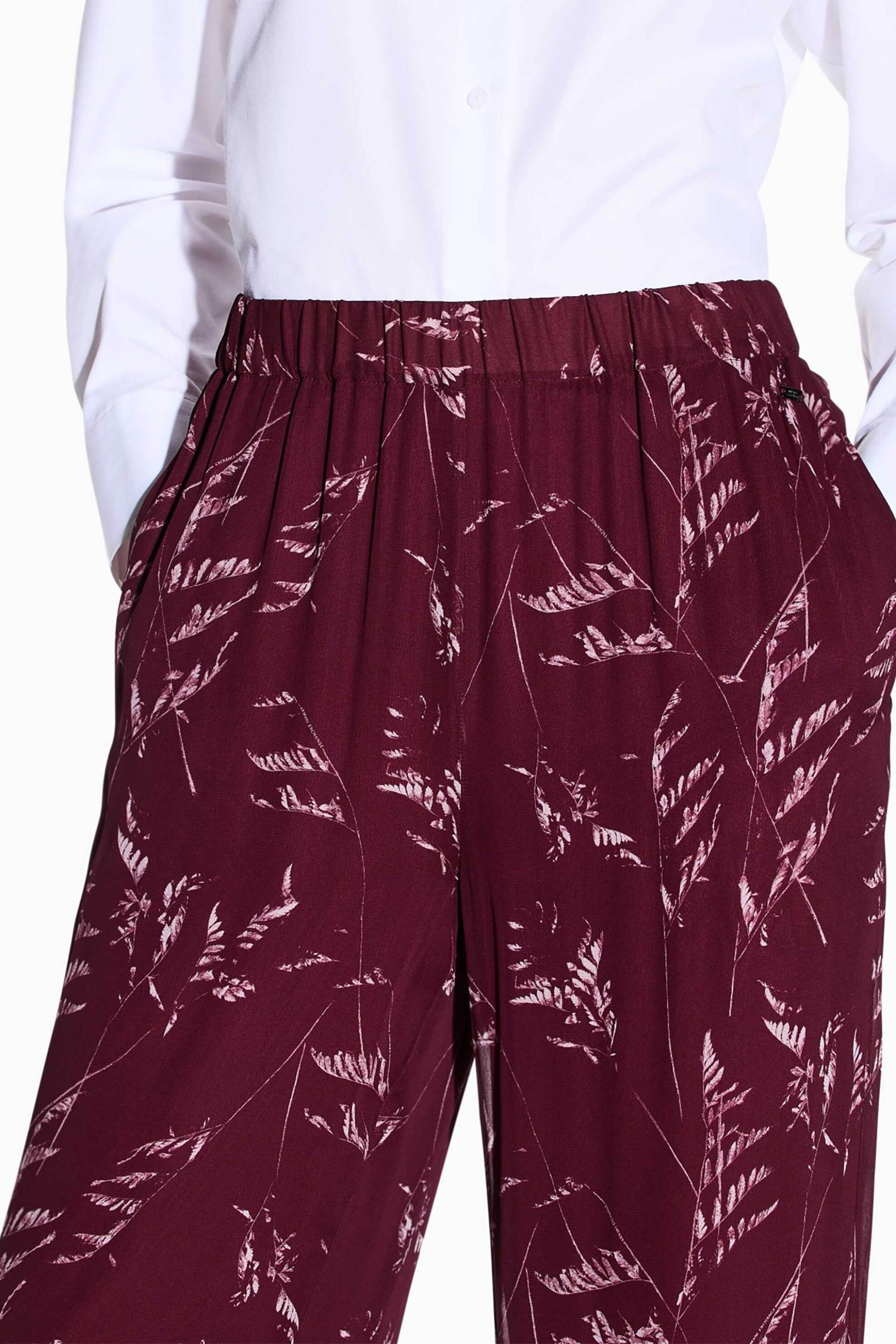 Armani Exchange γυναικείο παντελόνι με floral print - XW001337AF12051 Μπορντό φωτογραφία