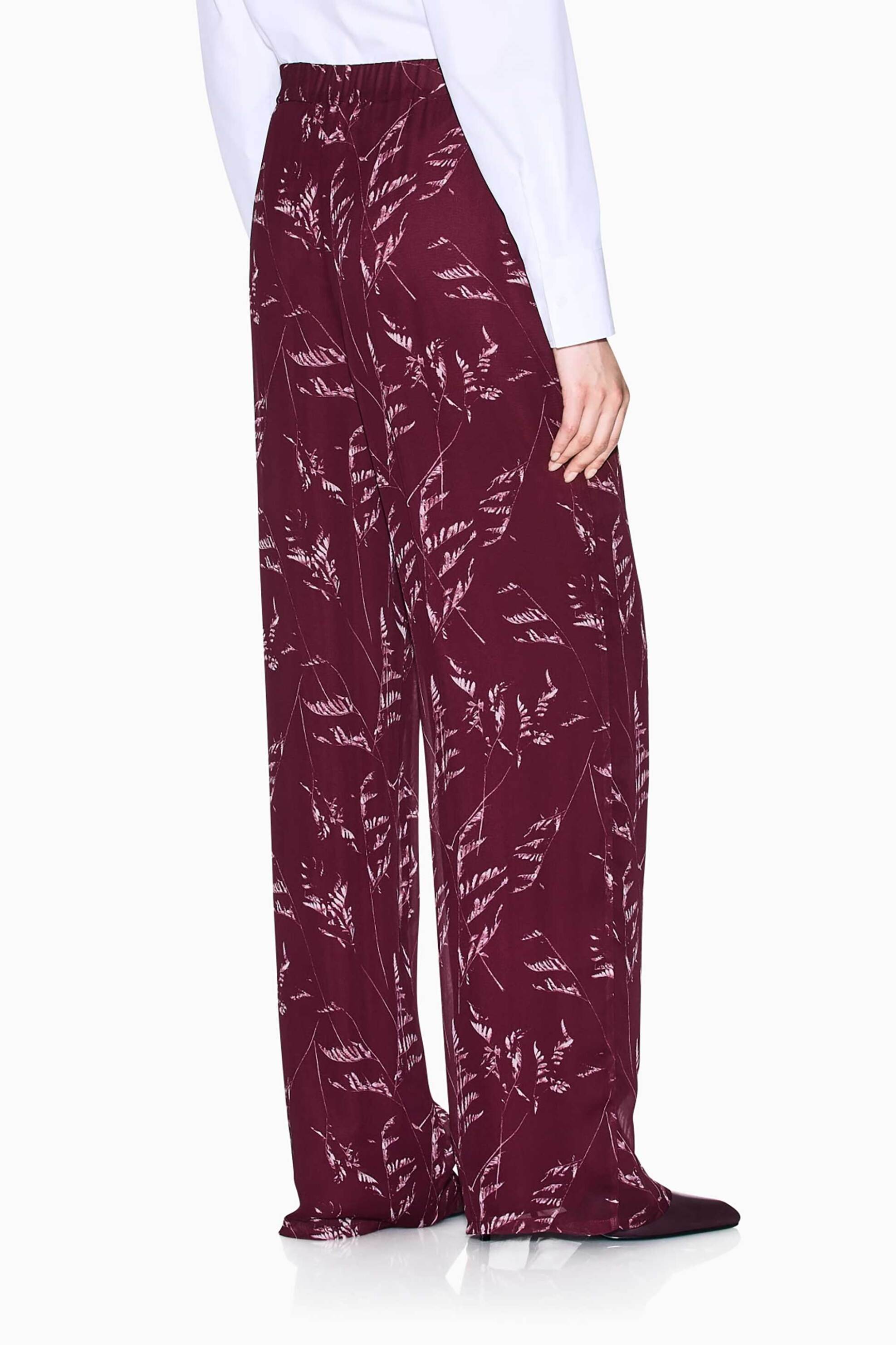 Armani Exchange γυναικείο παντελόνι με floral print - XW001337AF12051 Μπορντό φωτογραφία