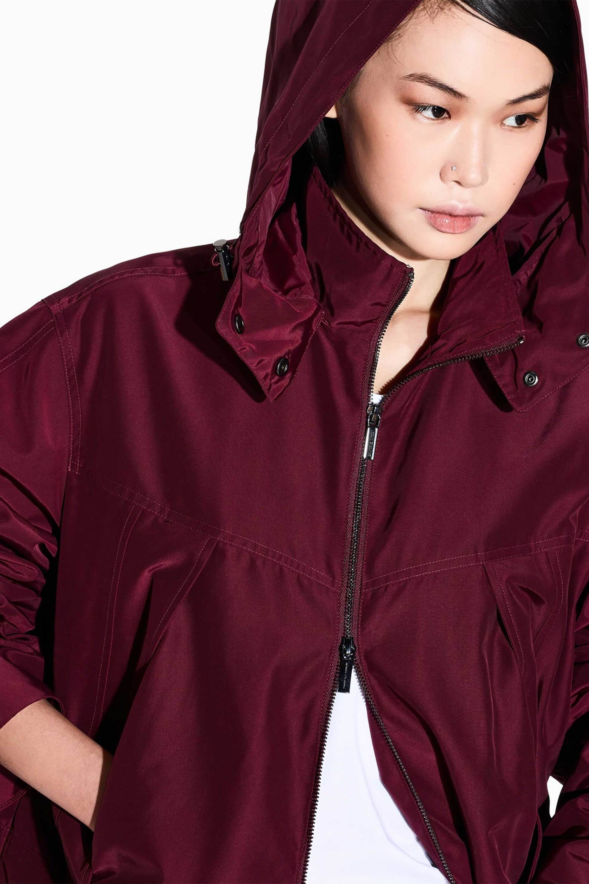 Armani Exchange γυναικείο μπουφάν με κουκούλα - XW000655AF15982 Μπορντό φωτογραφία