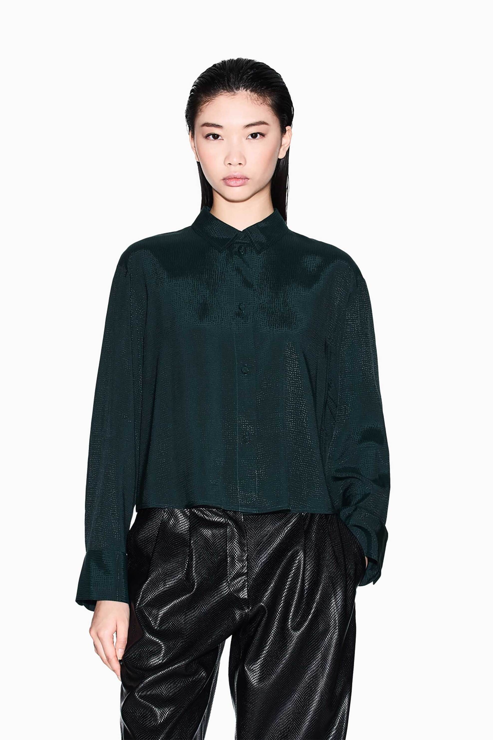 ARMANI EXCHANGE Armani Exchange γυναικείο πουκάμισο με ανάγλυφο σχέδιο - XW001035AF16132 Πράσινο