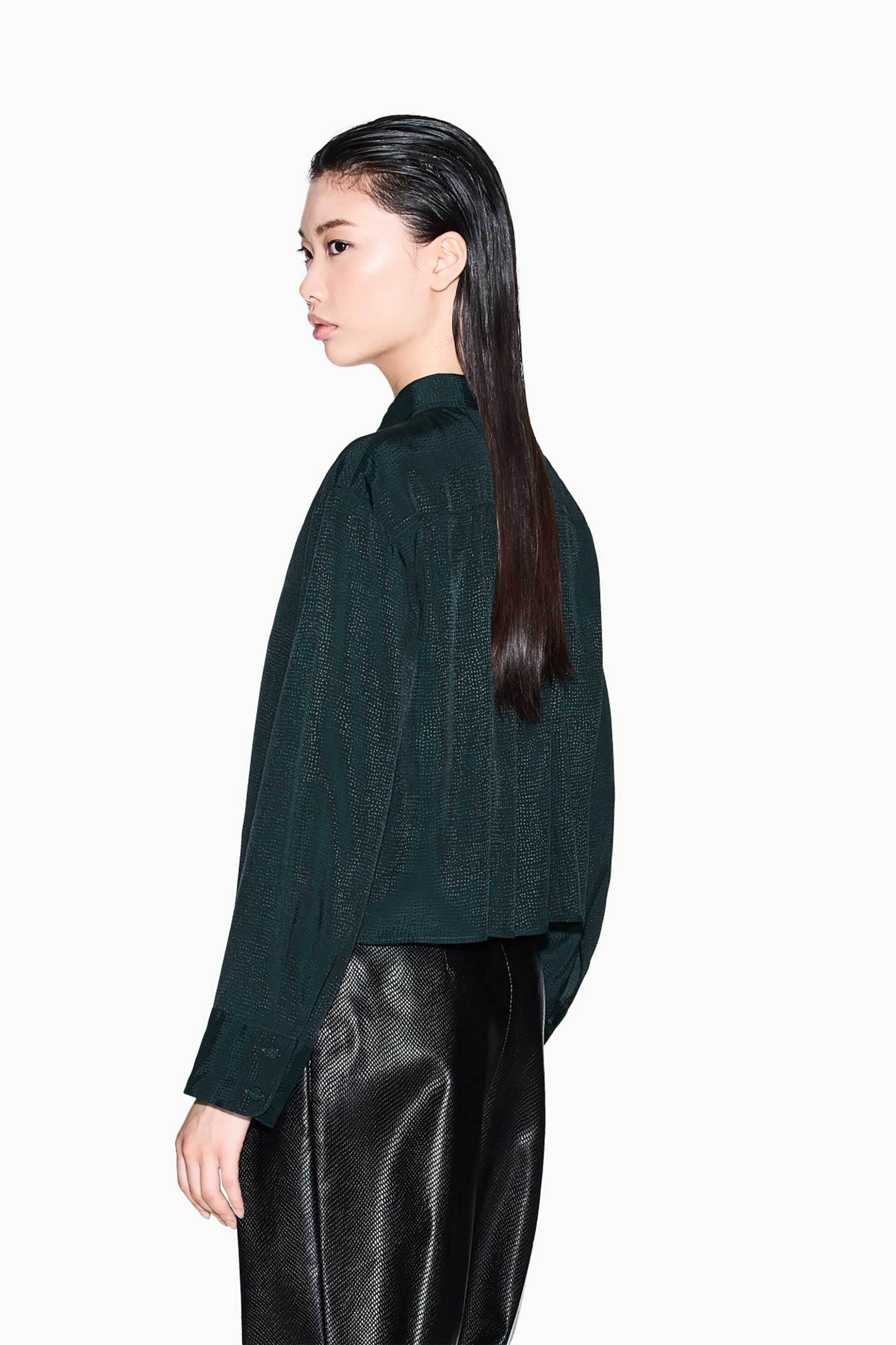 Armani Exchange γυναικείο πουκάμισο με ανάγλυφο σχέδιο - XW001035AF16132 Πράσινο φωτογραφία