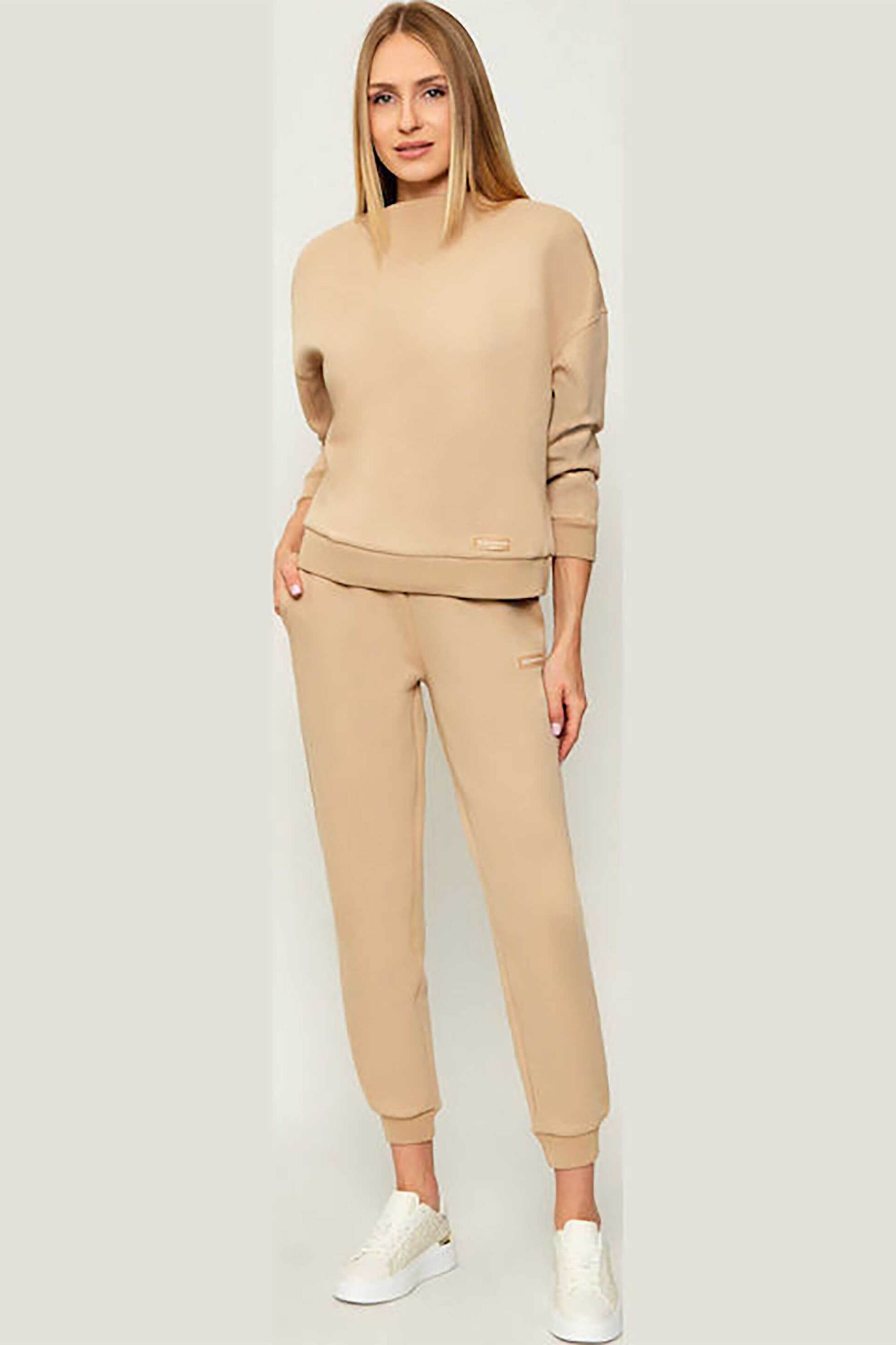 Armani Exchange γυναικεία μπλούζα φούτερ με logo patch - XW000744AF16134 Μπεζ