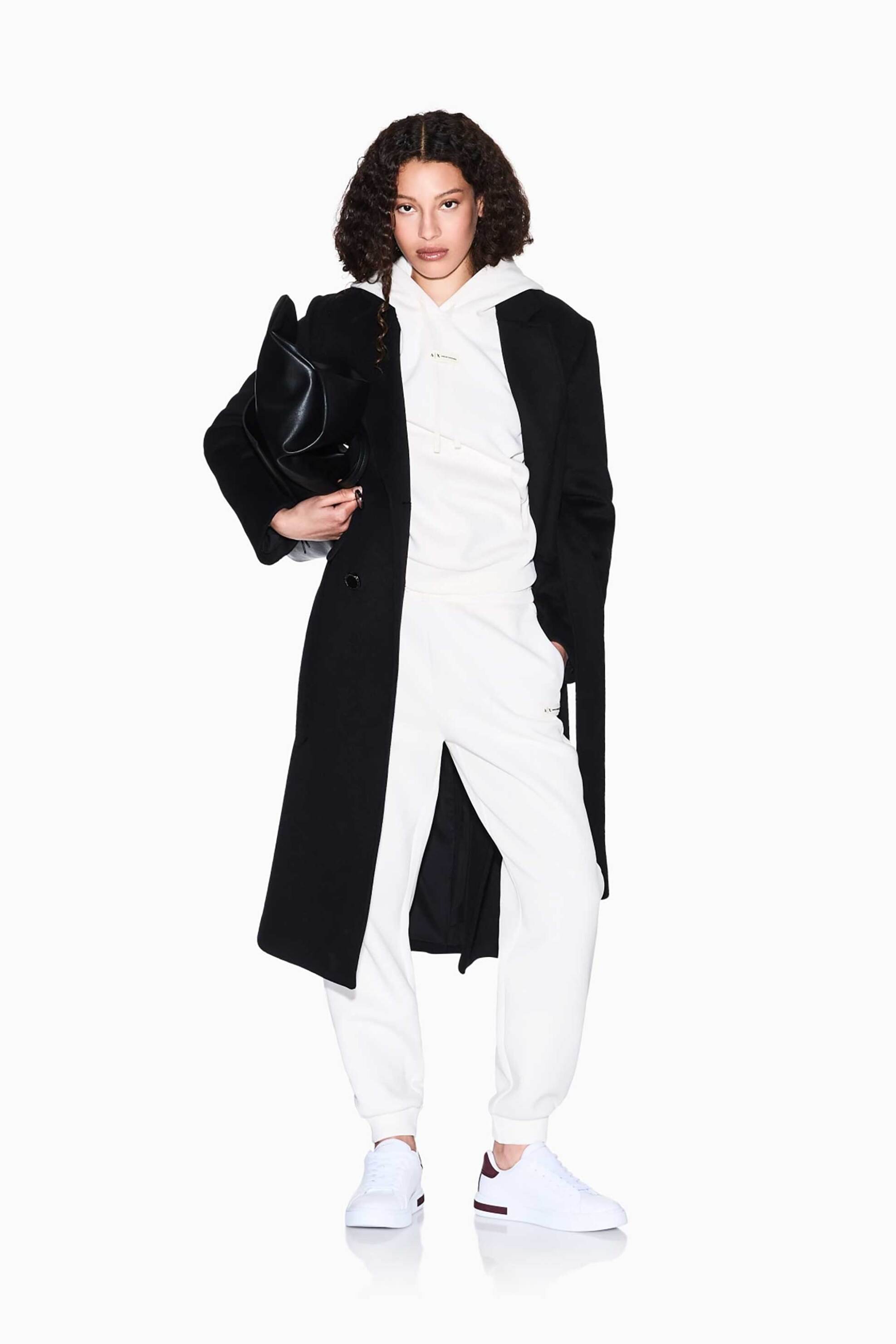 Armani Exchange γυναικεία μπλούζα φούτερ με logo patch και κουκούλα - XW000745AF16134 Εκρού φωτογραφία