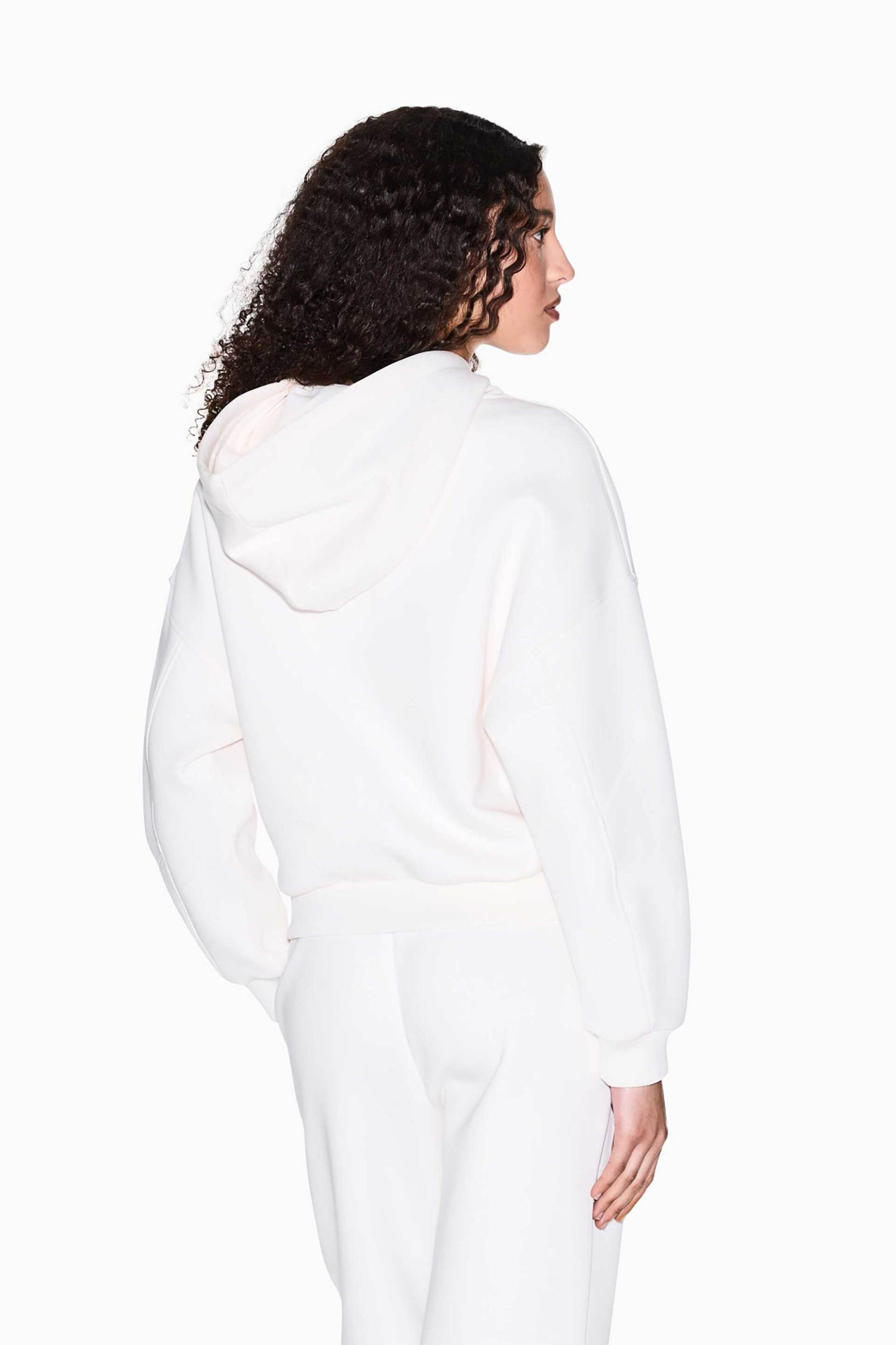 Armani Exchange γυναικεία μπλούζα φούτερ με logo patch και κουκούλα - XW000745AF16134 Εκρού φωτογραφία