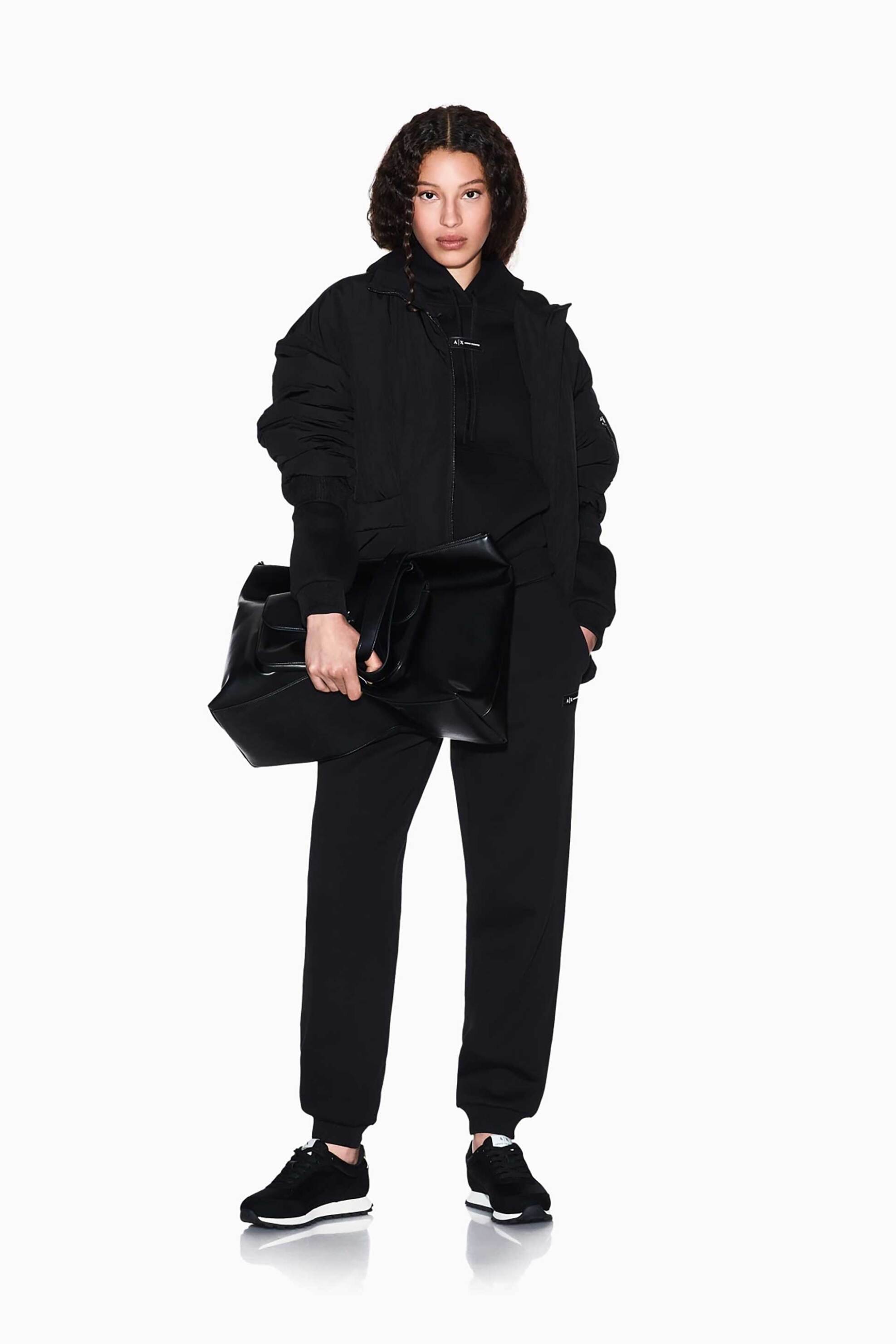 Armani Exchange γυναικεία μπλούζα φούτερ με logo patch και κουκούλα - XW000745AF16134 Μαύρο φωτογραφία