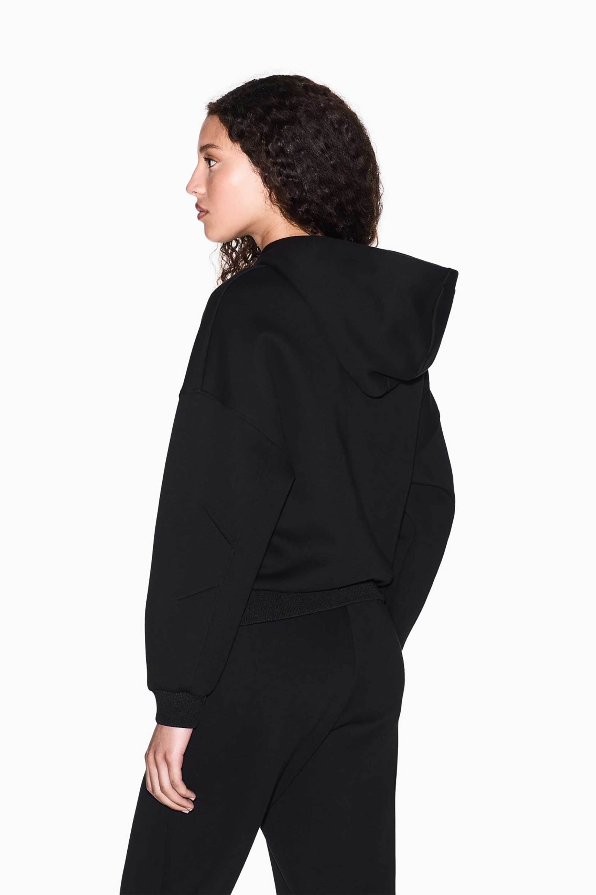 Armani Exchange γυναικεία μπλούζα φούτερ με logo patch και κουκούλα - XW000745AF16134 Μαύρο φωτογραφία