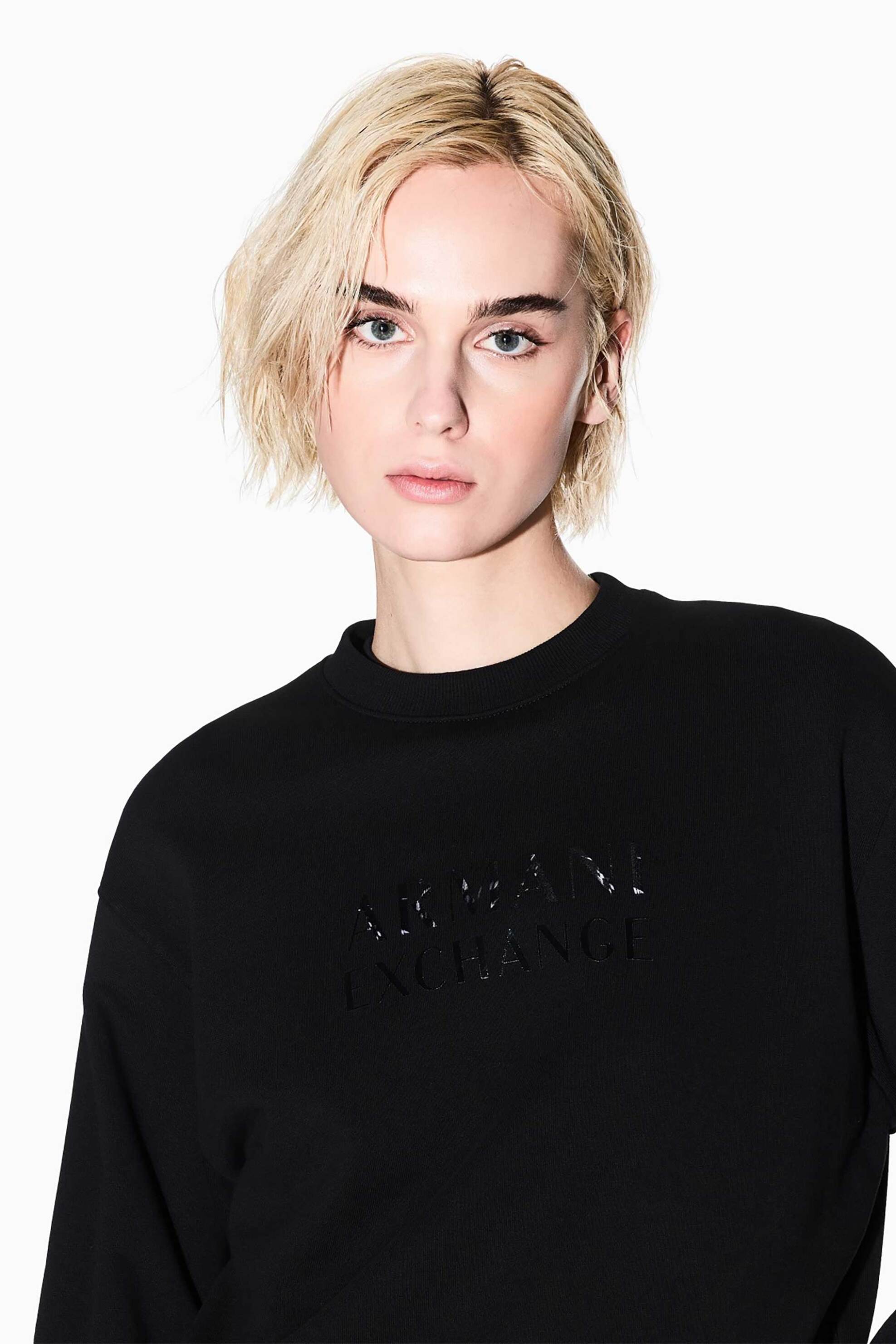 Armani Exchange γυναικεία μπλούζα φούτερ με ανάγλυγο λογότυπο - XW000747AF16114 Μαύρο φωτογραφία