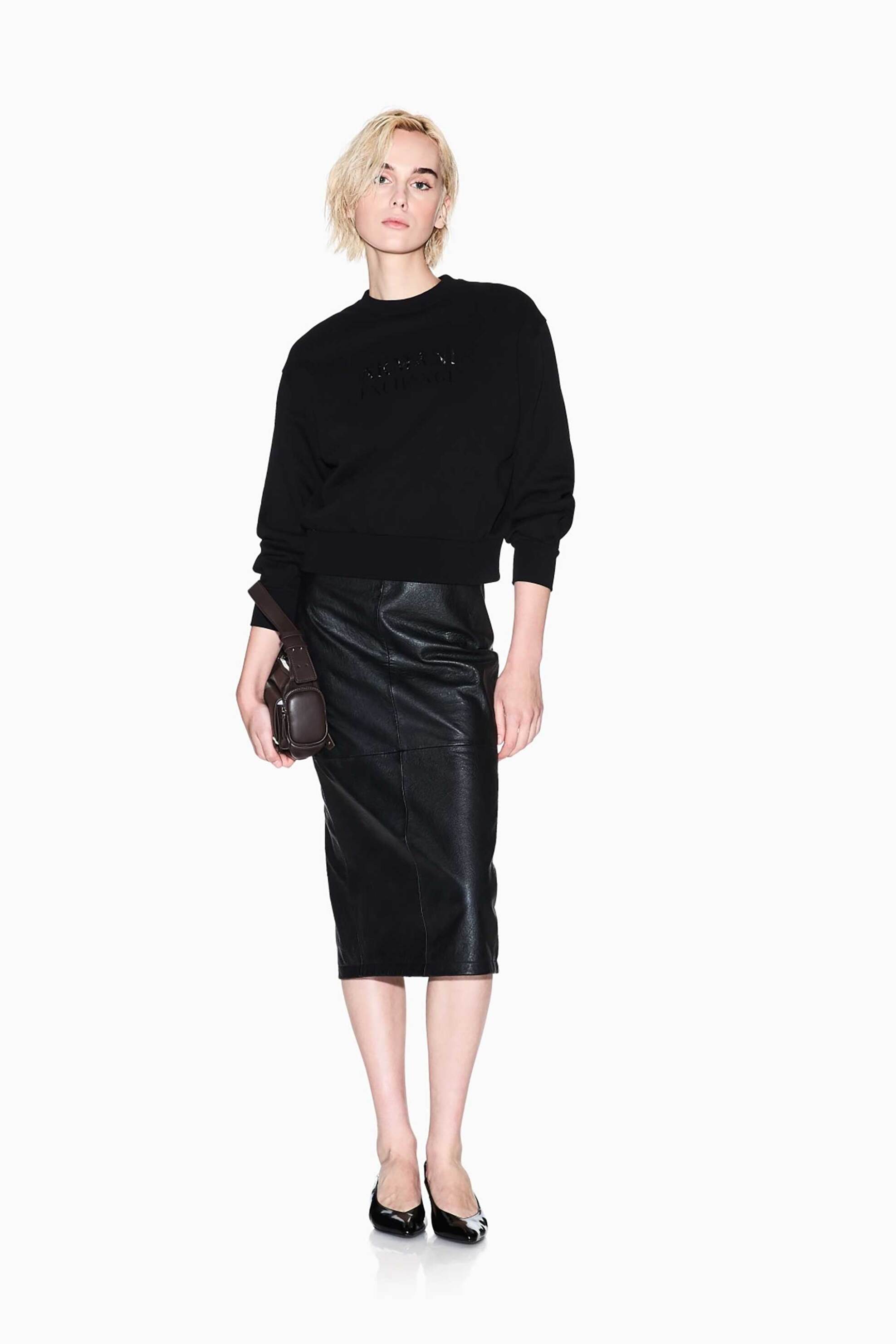 Armani Exchange γυναικεία μπλούζα φούτερ με ανάγλυγο λογότυπο - XW000747AF16114 Μαύρο φωτογραφία