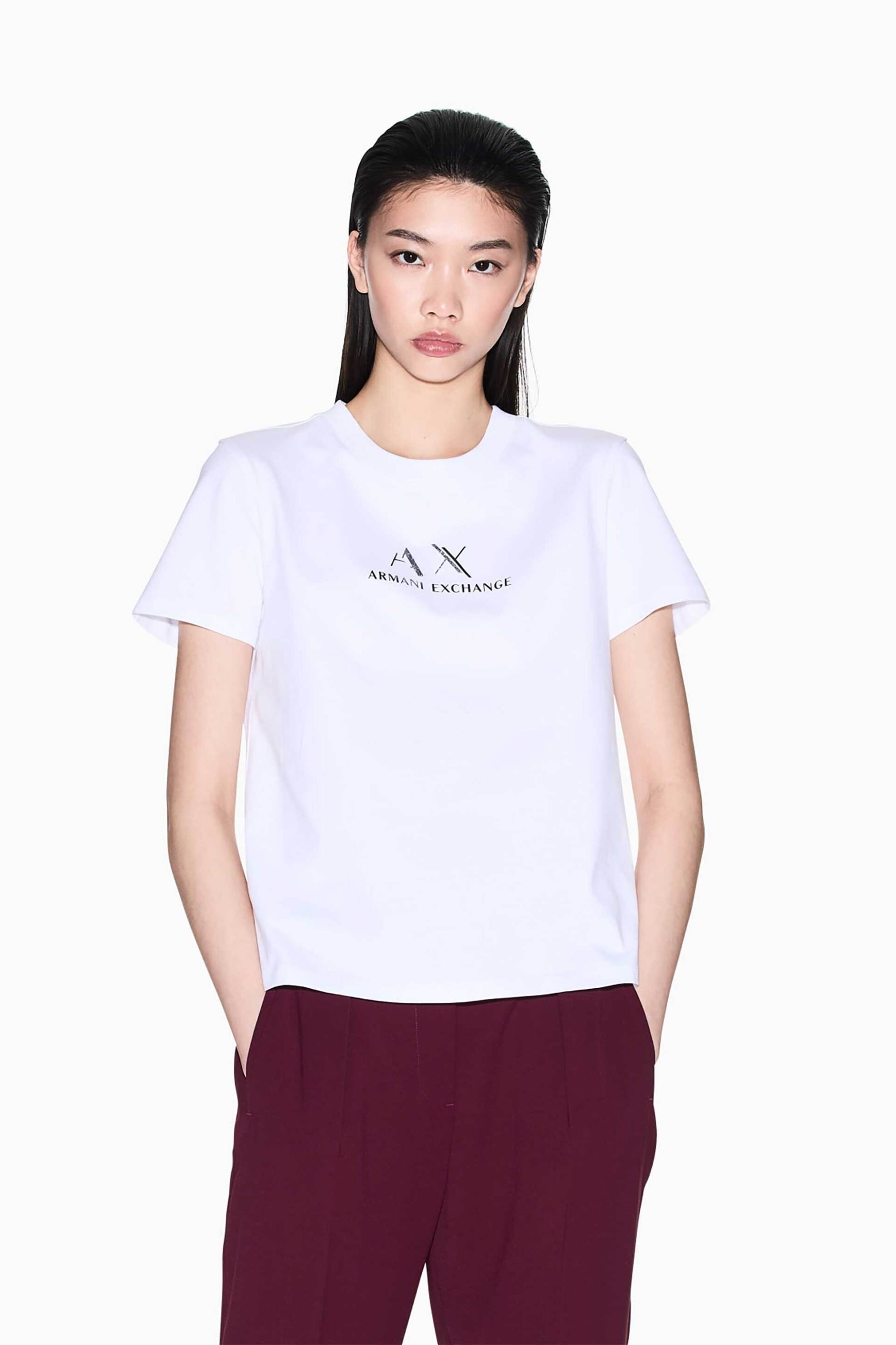 Armani Exchange γυναικείο T-shirt με graphic logo - XW001345AF16356 Λευκό