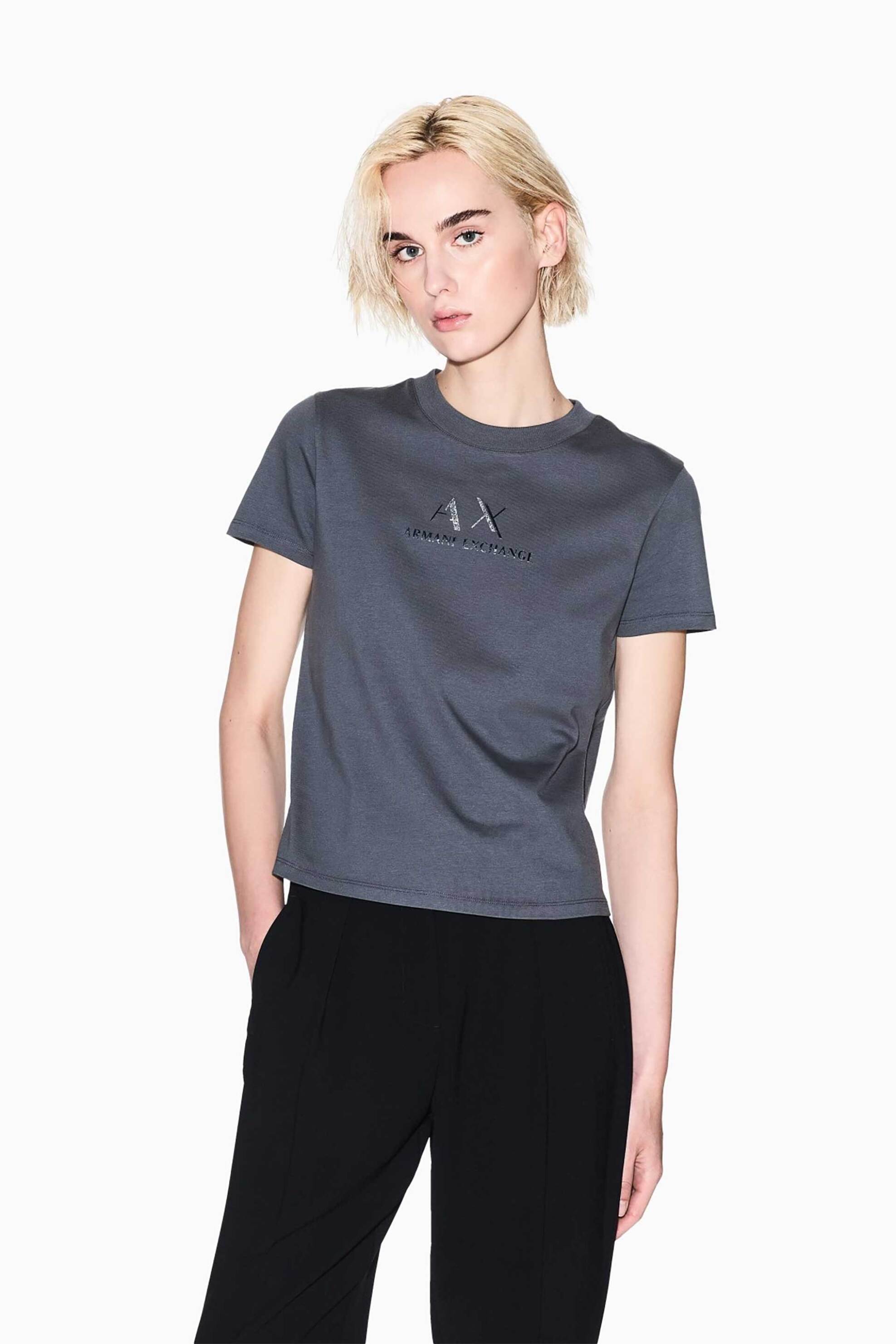 Armani Exchange γυναικείο T-shirt με graphic logo - XW001345AF16356 Γκρι